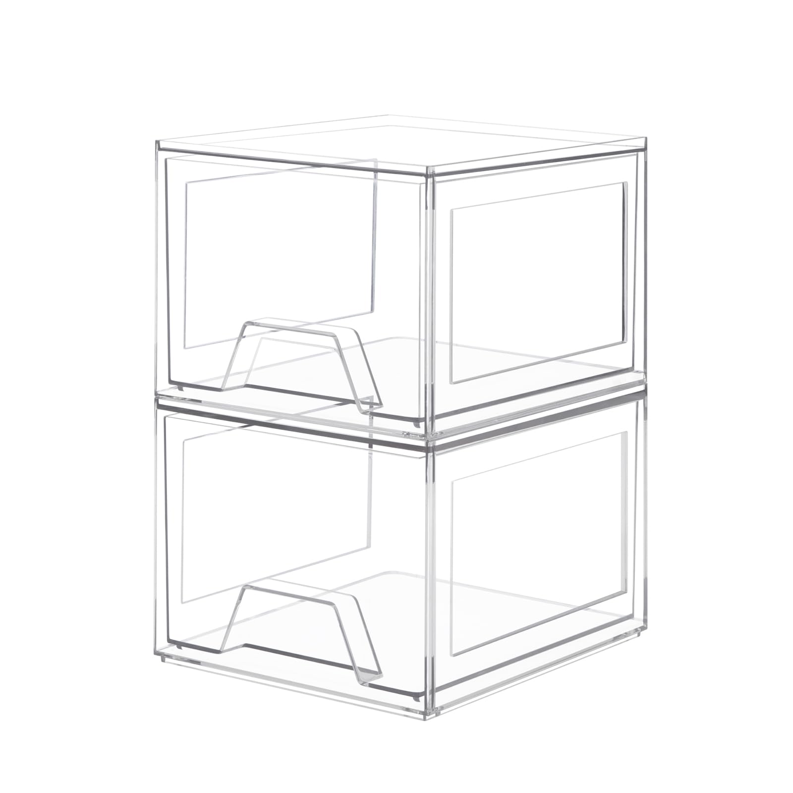 Damomo 2 Pack Stackable Organizer Drawers, Clear Bathroom Makeup Organizer And Storage, Acrylic Plastic Organizers Bins For Vani