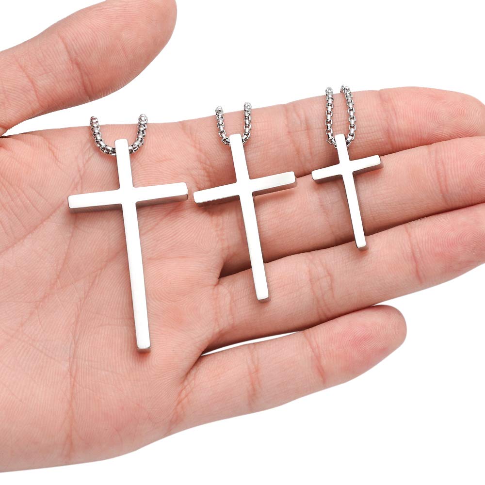 M MOOHAM Cross Pendant Necklaces for Men Cross Chain 18 Inch Silver Jewelry, Crucifix Necklace Men, Gifts for Brother Papa Men G