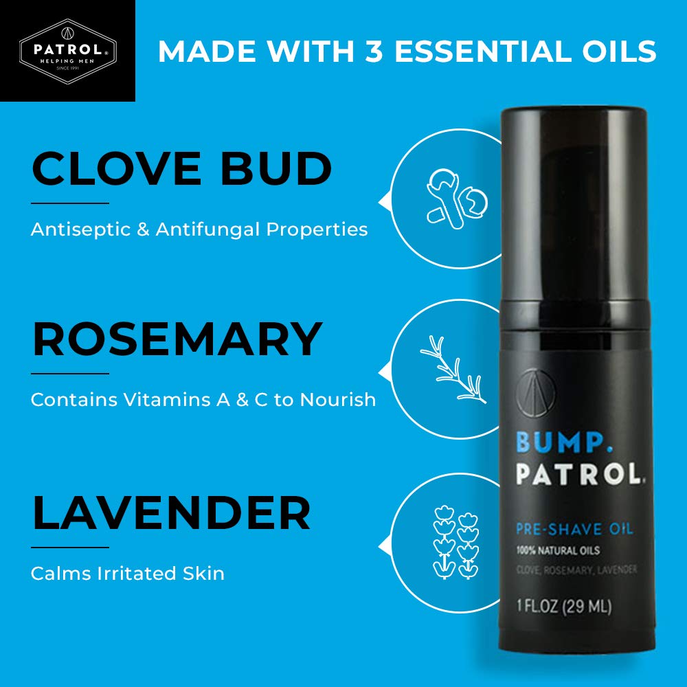 Bump Patrol Pre-Shave Oil For Men With Natural Essential Oils - Smooth Shave, Softer Skin - 1 Ounce - Pack Of 2