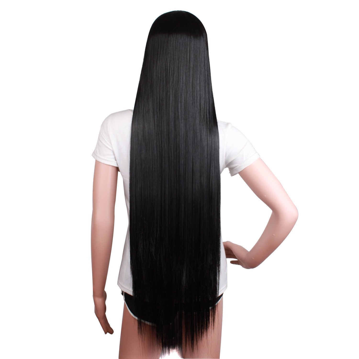 MapofBeauty 100 cm Long Straight Sexy Costume Anime Wig (Black)