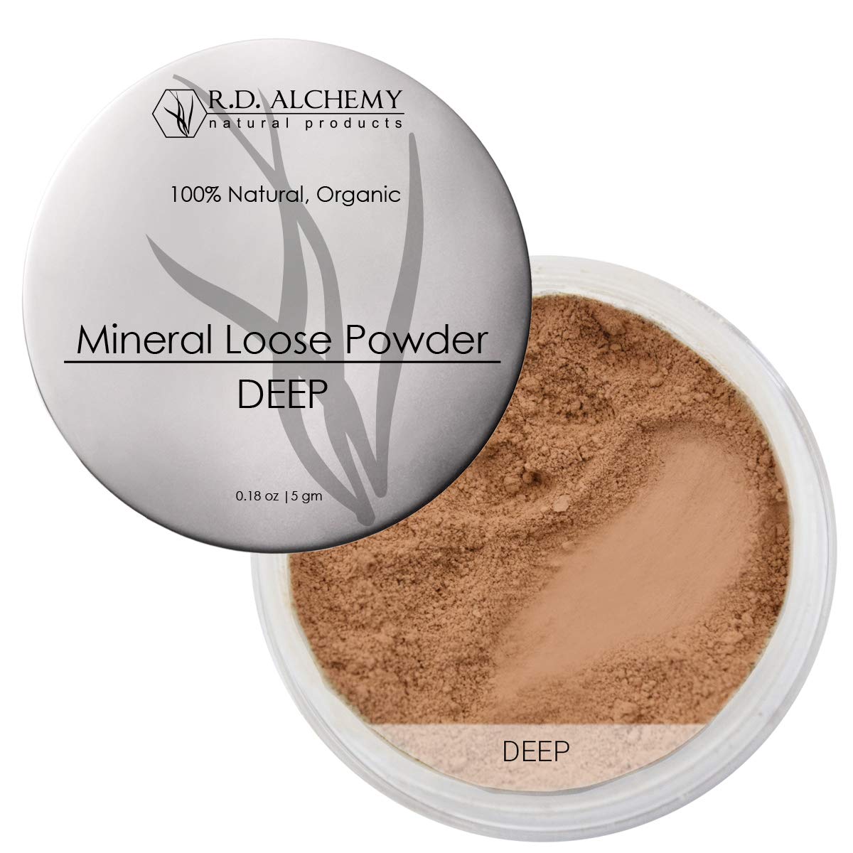 RD ALCHEMY - DEEP - 100% Natural & Organic Mineral Loose Powder - Best lightweight Concealer or Foundation with buildable covera