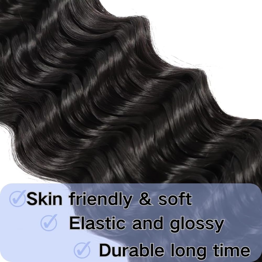 24 Inch Human Braiding Hair for Boho Braids Deep Wave Bulk Human Hair Braiding No Weft Human Hair Curly Bundles Hair Extensions