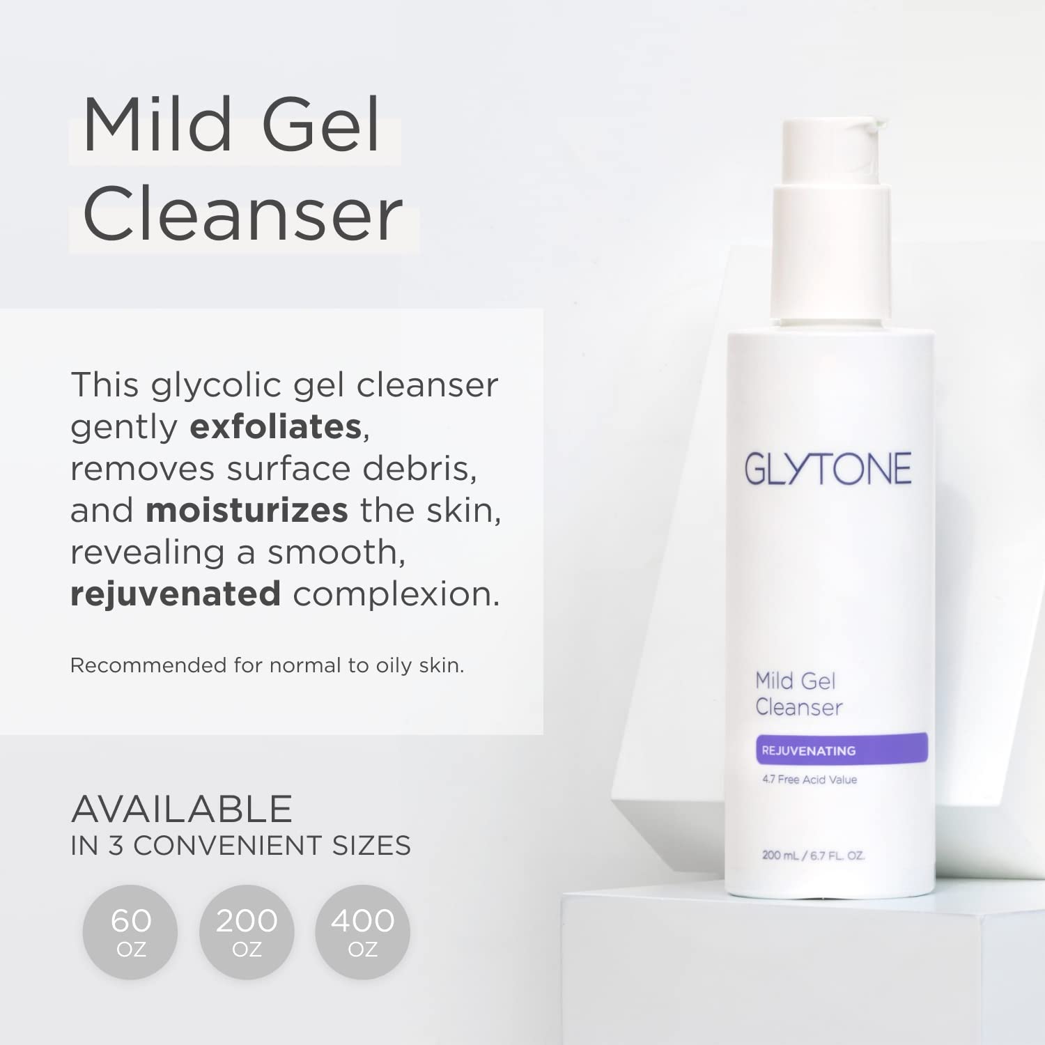 Glytone Mild Gel Exfoliating Cleanser, Pure Glycolic Acid Face Wash for Moisturizing & Rejuvenating Skin, Vegan & Fragrance-Free