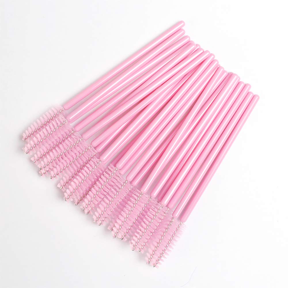 Eyelash Spoolie Brushes 100PCS Mascara Wands Eyebrow Brush Cleaner Applicator Makeup-Tools false Eyelashes Extension (Pink-100 C