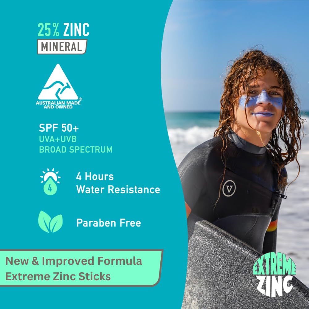 Sun Zapper (Blue Bay) Extreme Zinc Stick - Blue Colour Mineral Sunscreen Stick Spf50+ Uva/Uvb+ Unbeatable Sun Protection Sunbloc