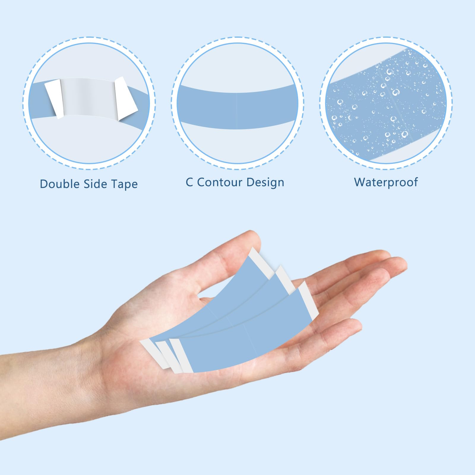 72 Pieces Wig Tape, Double Sided Waterproof Ultra Hold Wig Tape, Blue Hair Tape For Wigs, Toupees, Hairpieces