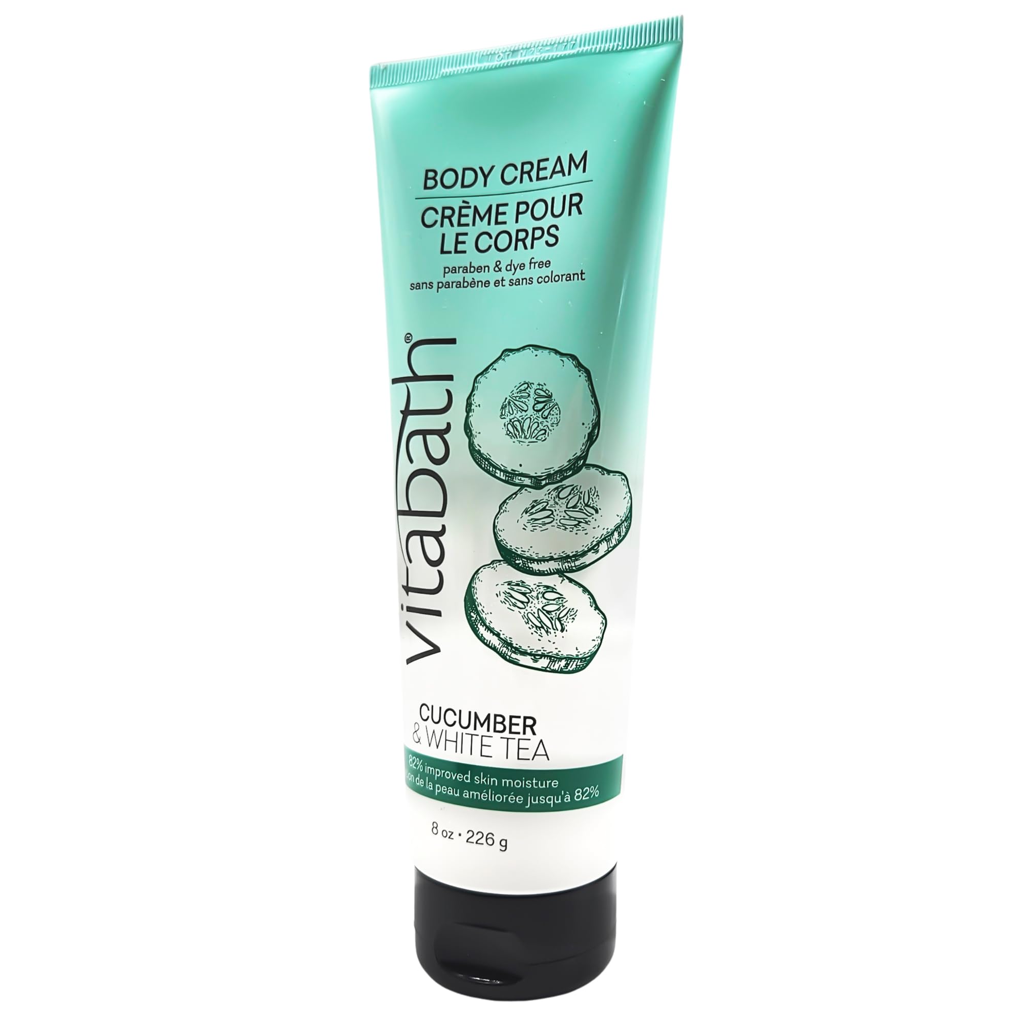 Vitabath Cucumber & White Tea Moisturizing Body Cream - Soothing Hydration Vitamin & Nutrient Skin Care - Replenishing All Over