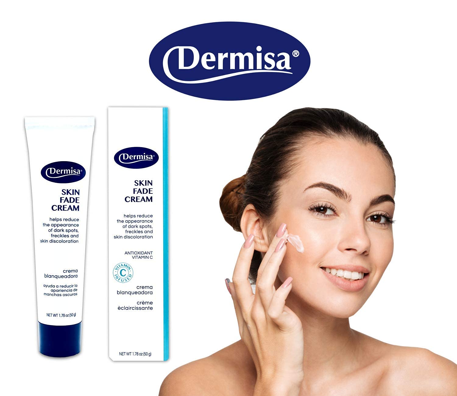 Dermisa Skin Fade Cream with Vitamin C | Helps Reduce Dark Spots and Age Spots | All Skin Types | 1.78 OZ | Pack of 3