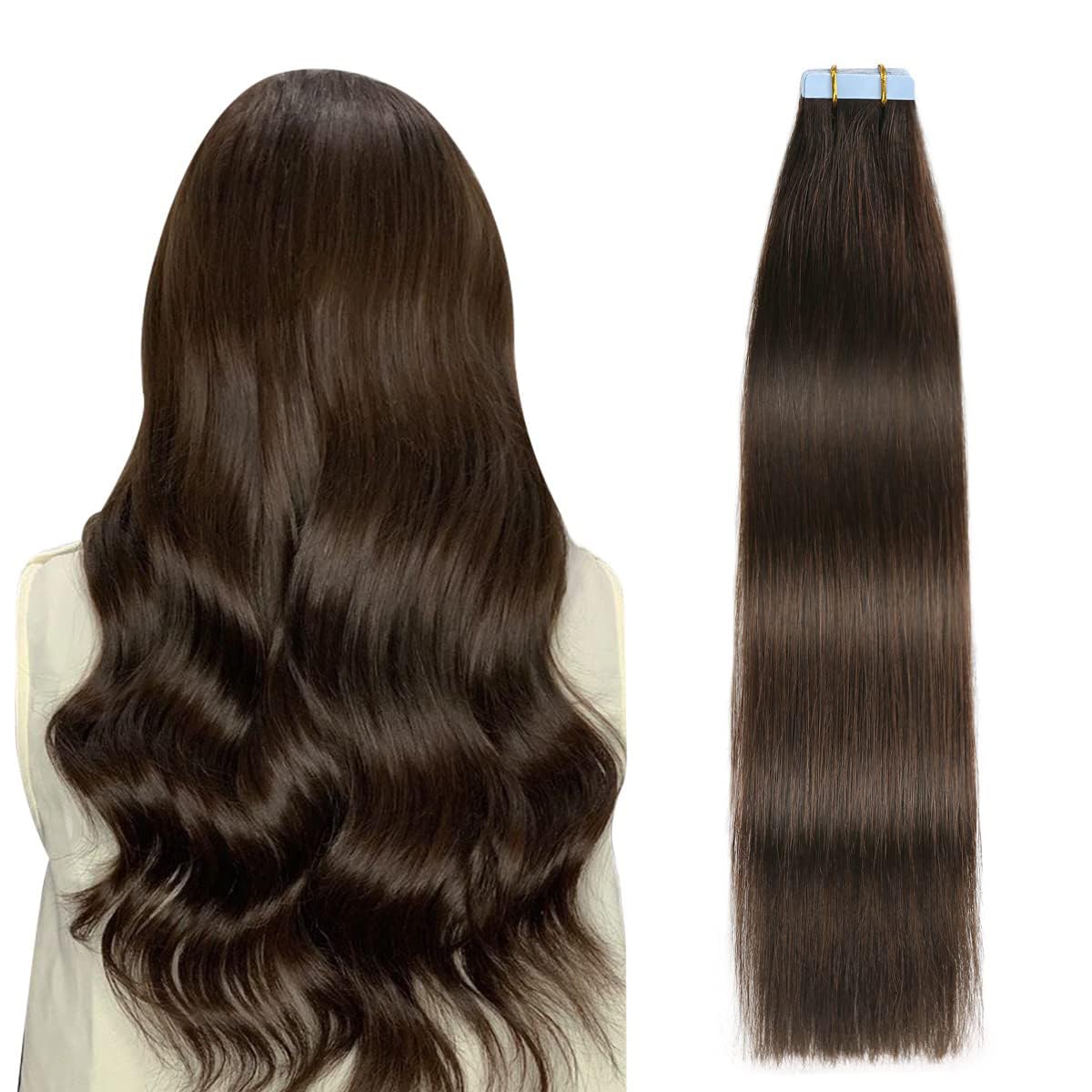 Suyya Tape In Hair Extensions Human Hair 100% Real Human Hair 16 Inches 20Pcs 40G/Pack Straight Seamless Skin Weft Tape In Human
