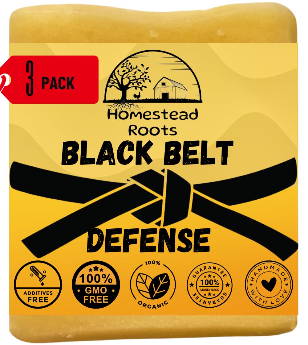 -Black Belt Defense- USA Made Bar Soap for All Combat Athletes & Sport Enthusiasts - Potent Odor Defense- Unique blend of 7 Orga
