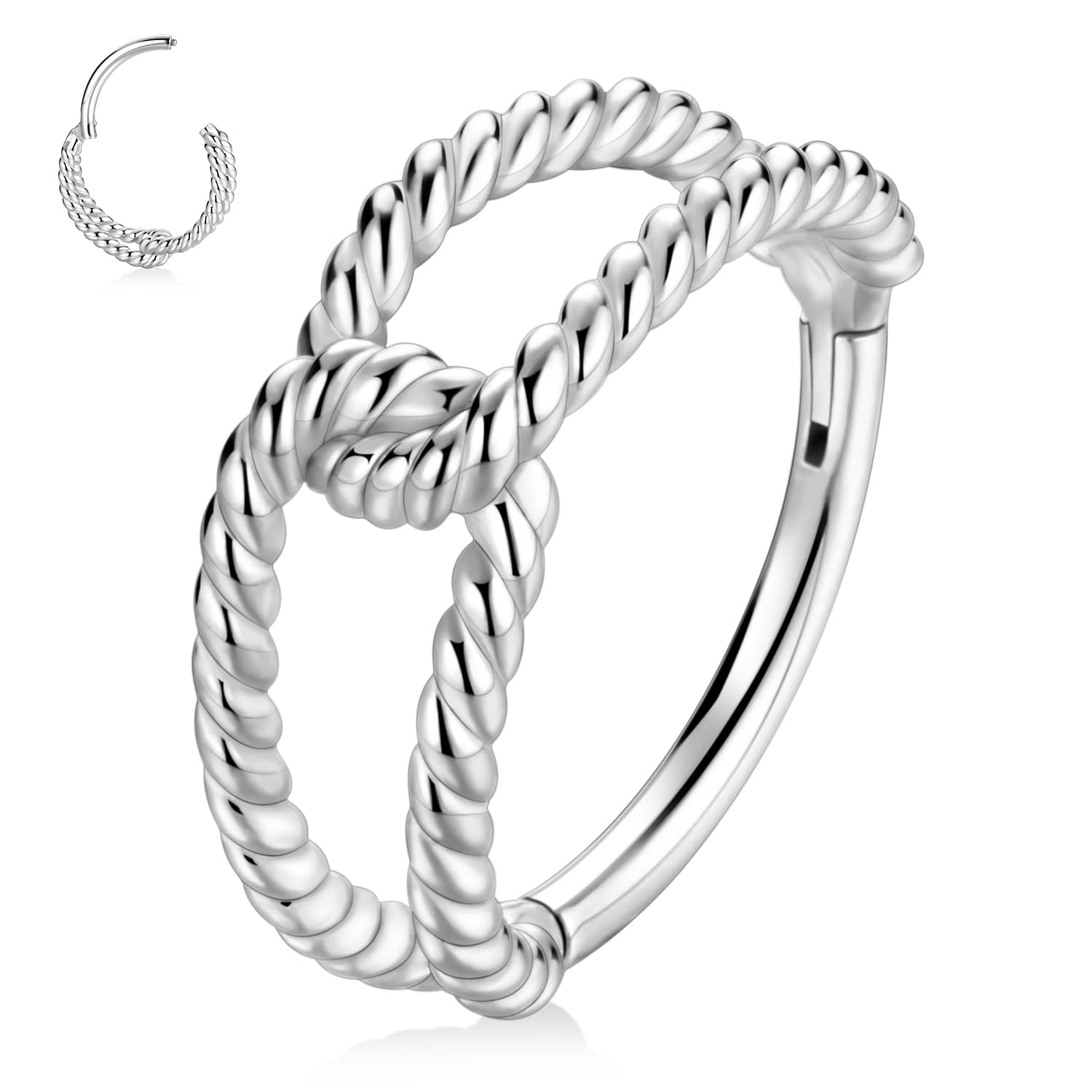 PEAKLINK Double Nose Hoop Ring 16G Cartilage Earring Helix Piercing Jewelry Conch Hoop Earring Conch Piercing Jewelry Silver Sep