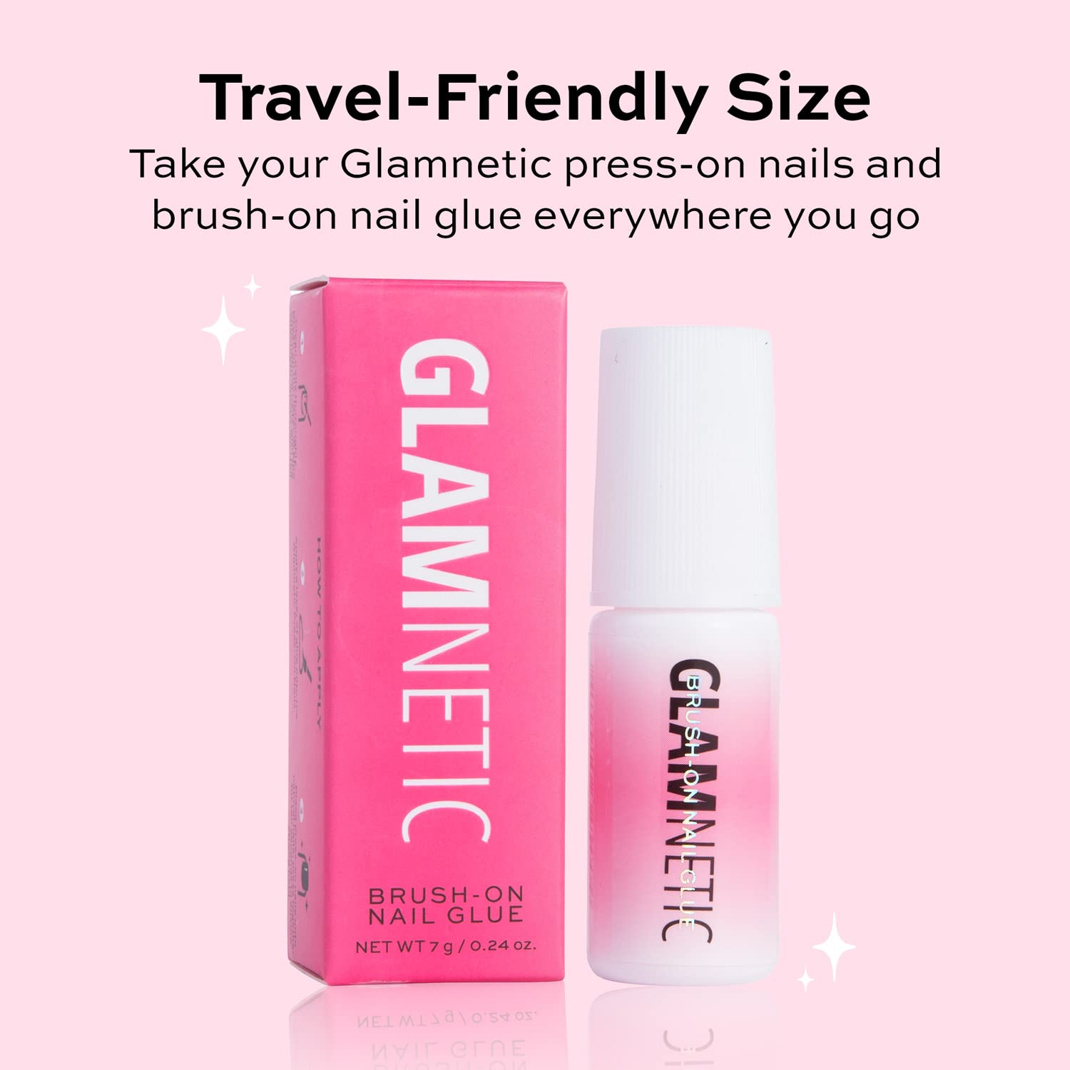 Glamnetic Super Strong Brush On Nail Glue  Brush Tip Applicator, Mess Free, Travel Friendly, Vegan  Durable & Long-Lasting  .24