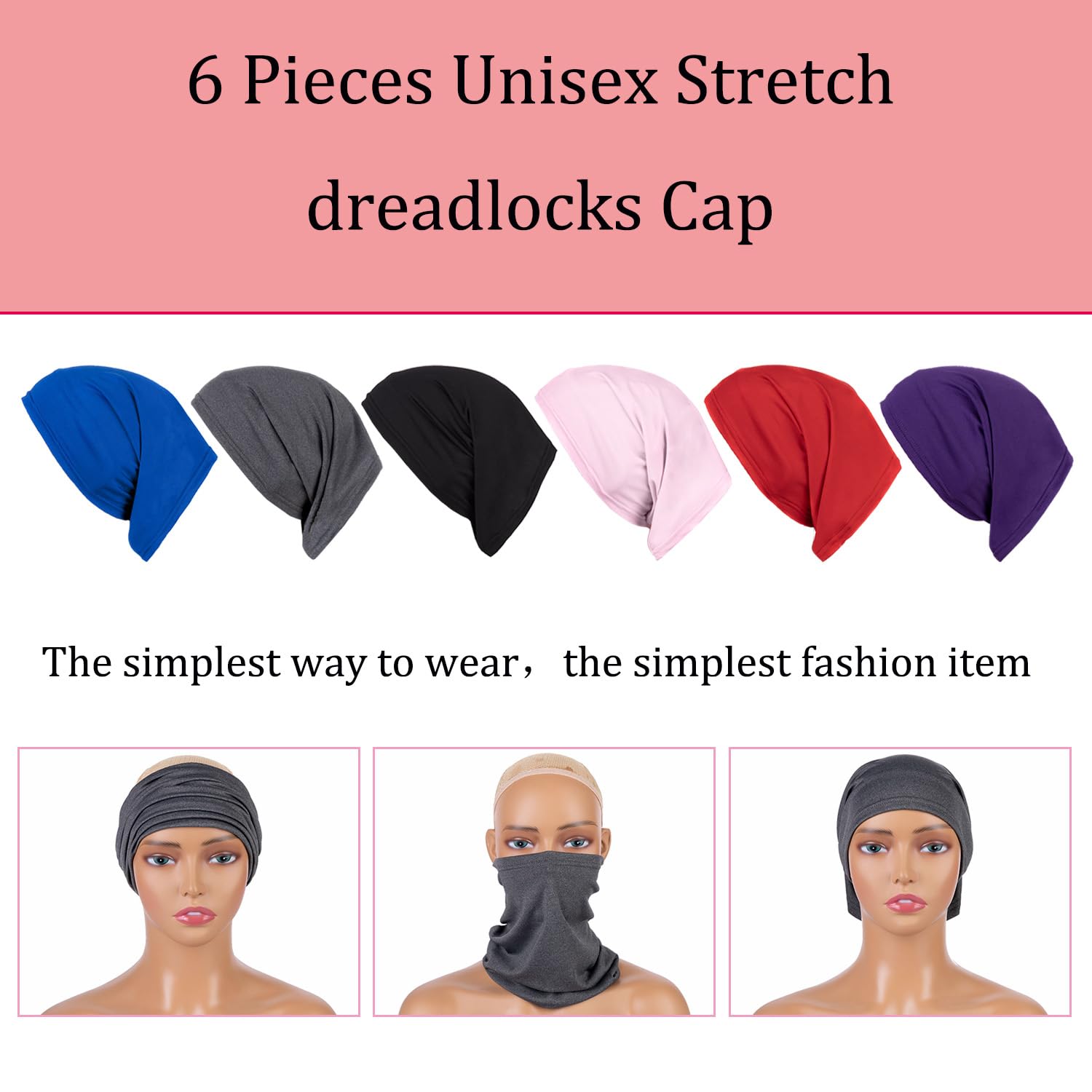 Leeven 4 Pieces Dreadlock Sleep Cap Bands Tubes Elastic Braids Cap Long Hair Dreadlocks Band Wide Headbands for Men and Women At