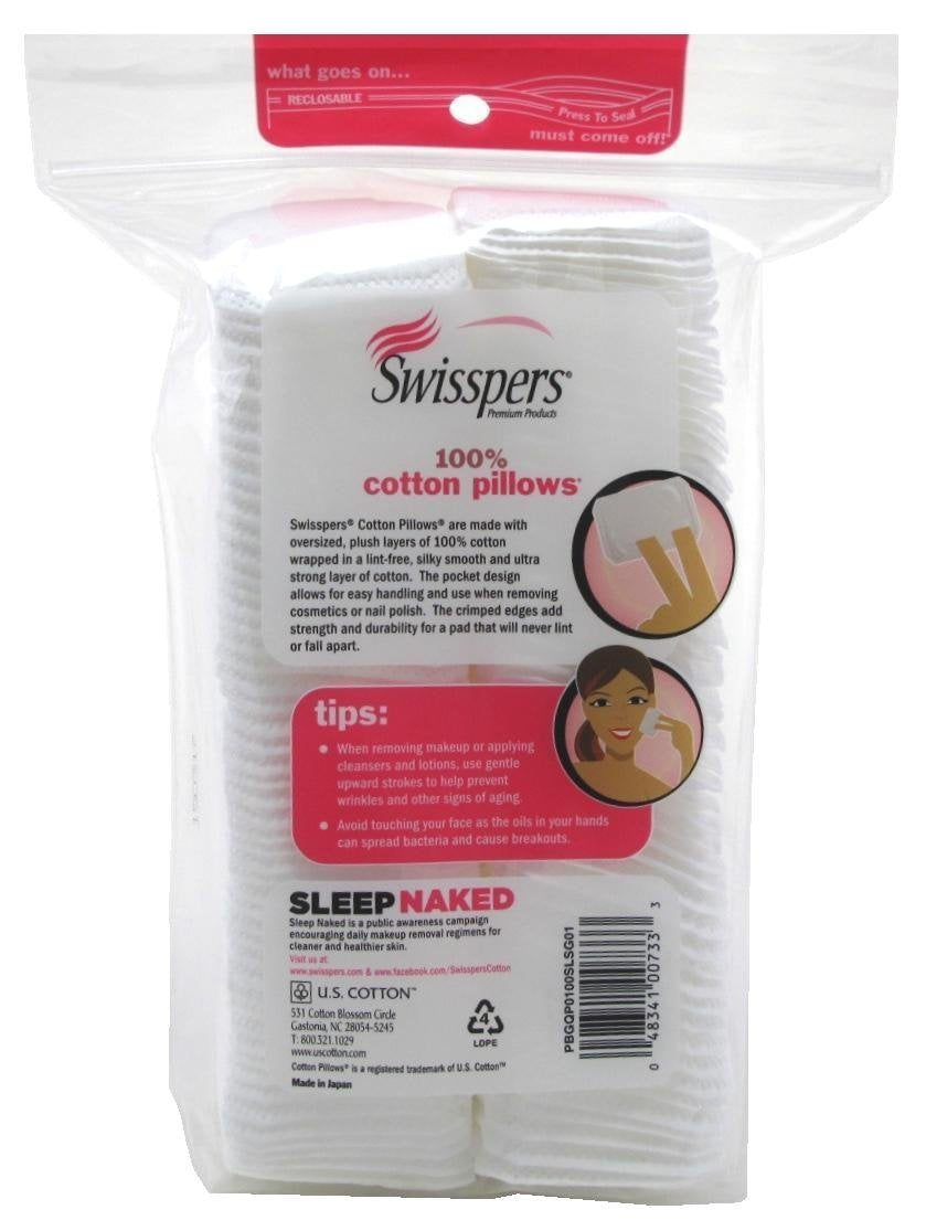 Swisspers Cotton Pillows Plush 100 Count Rectangular (3 Pack)