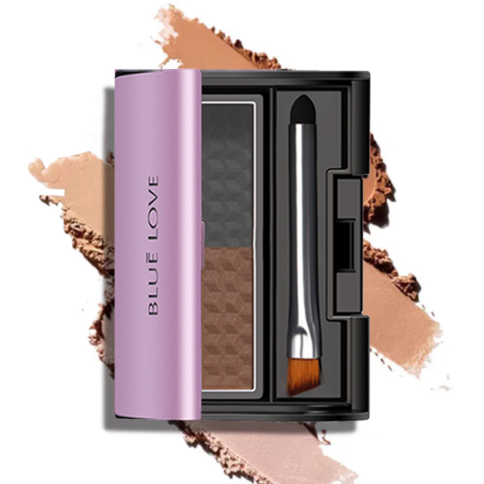 BLUE LOVE 2 Color Eye Brow Powder Palette for Eyebrows Includes Applicator Brush, Waterproof Natural Eyebrow Easy Removal Eyebro