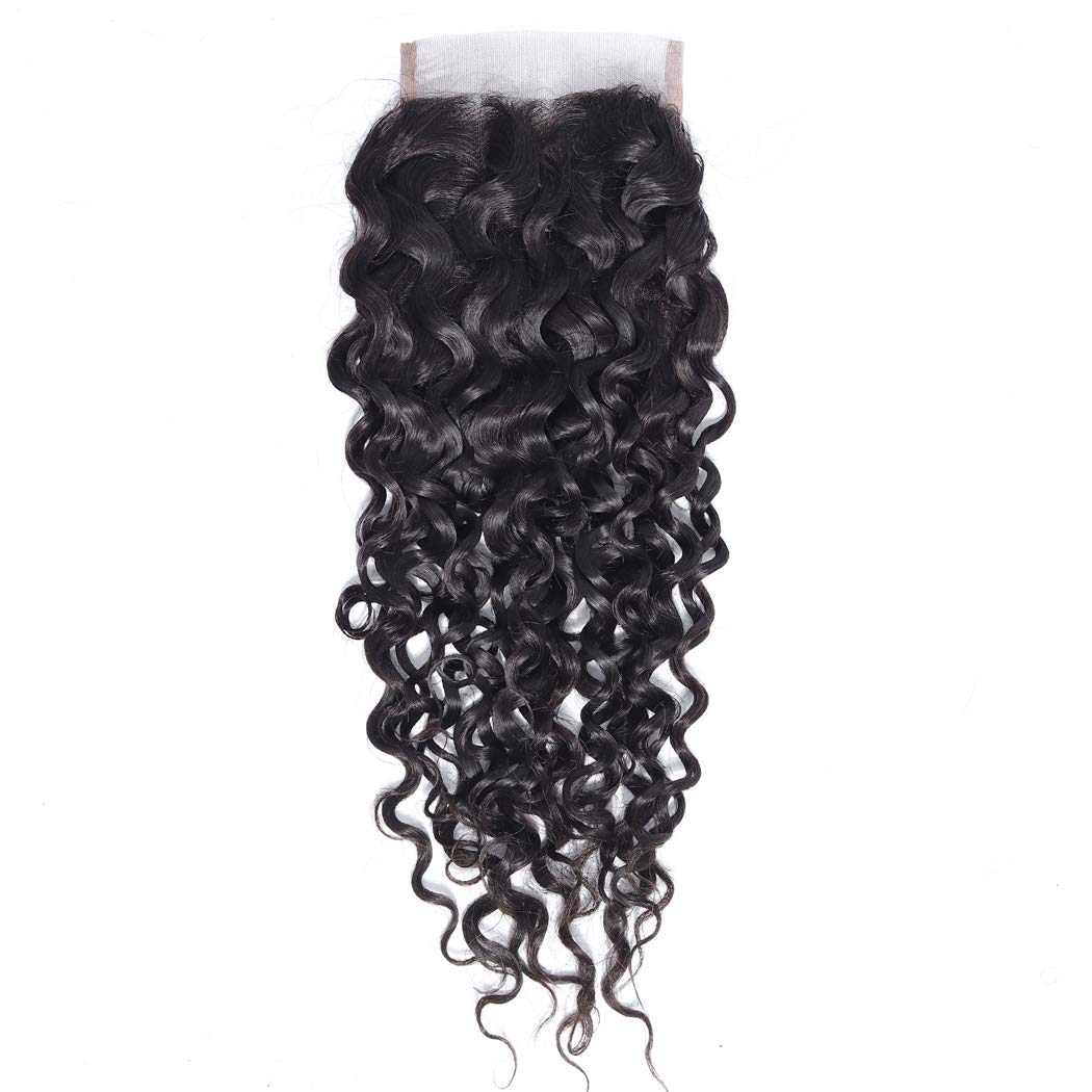 Odir 20 Inch Water Wave 4X4 Lace Closure Brazilian Human Hair 150% Density 9A 100% Unprocessed Wet And Wavy Hand Tied Swiss Lace