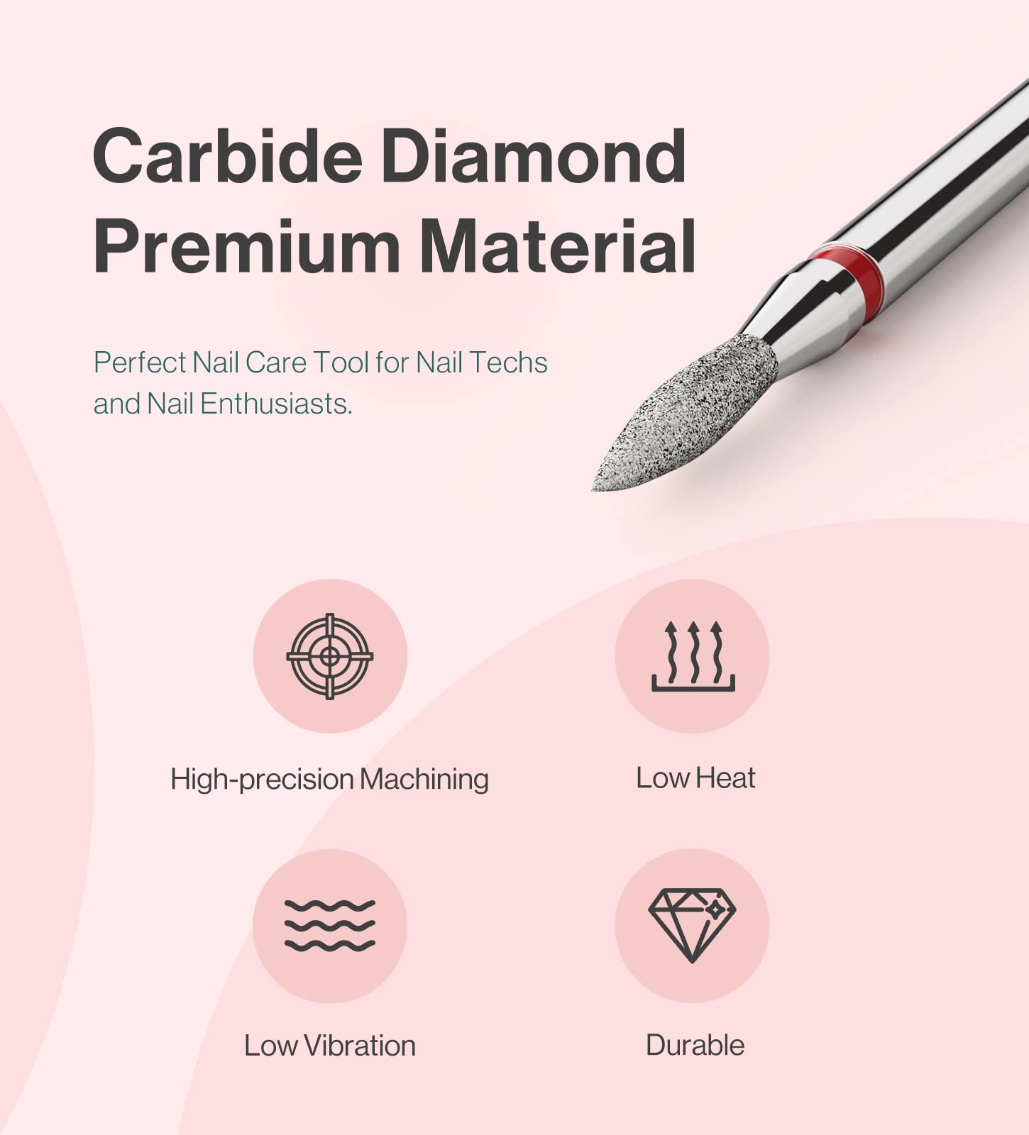 Melodysusie 2Mm Flame Shape Cuticle Clean Nail Drill Bit 3/32'', Professional Safety Carbide Diamond Under Nail Cleaner For Cuti