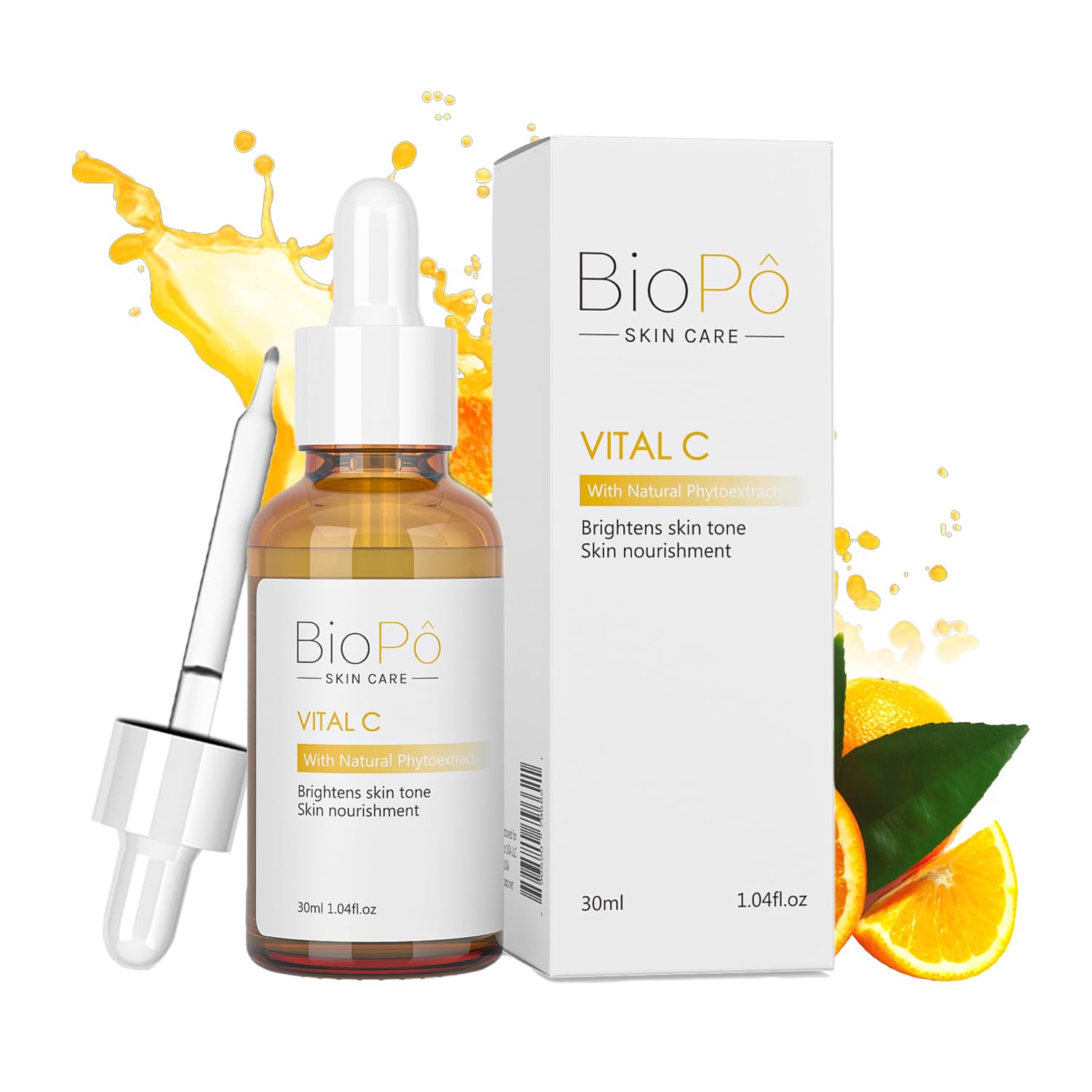 BioPo Vital C Serum  Brightens Skin Tone, Evens Complexion, Lightweight Vitamin C Face Serum with Hyaluronic Acid & Licorice Ex