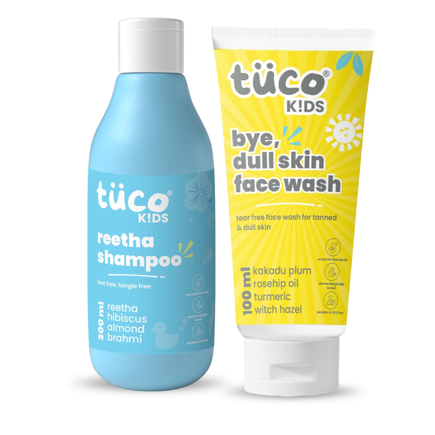Tuco Kids Combo | Mild Shampoo (300Ml) & Face Wash (100Ml) | Ages 2-5, 4-10, 10-15, 5-10 Years | Paraben & Sulphate Free | Pack 