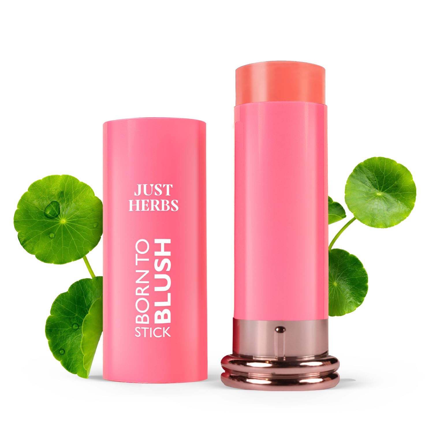 Just Herbs Dewy Glow Blush Stick | Shea Butter & Cica | For Eyes Cheeks And Lips | Makeup For Women | Peach Born 14G
