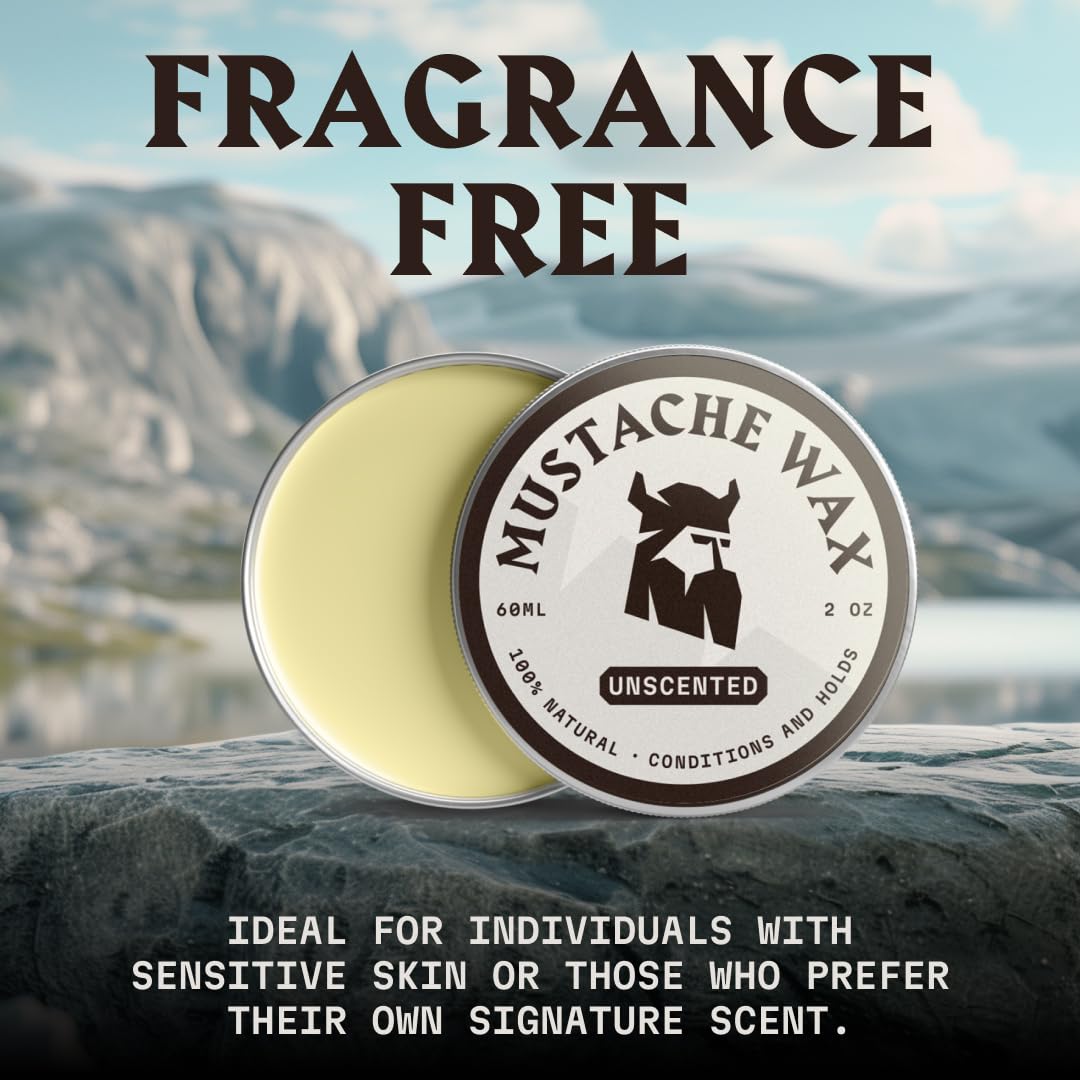 Striking Viking Mustache Wax Kit - 2oz Beeswax Wax & Comb for Taming, Styling & Conditioning Facial Hair - Unscented Strong Hold