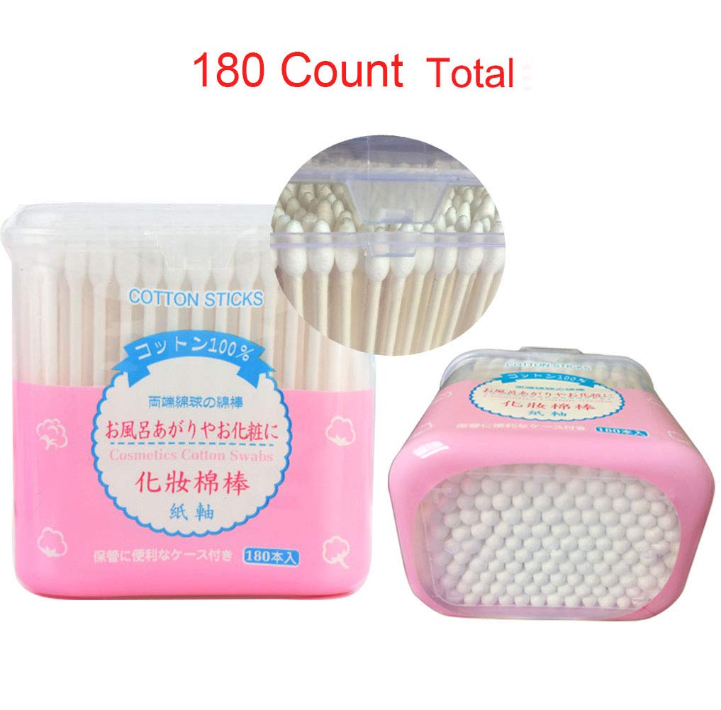 Paper Stick Cotton Swabs/180Ct - Double Tipped Compact Quality Cotton Heads - Strong Toughness Handle - Multipurpose, Safe, High