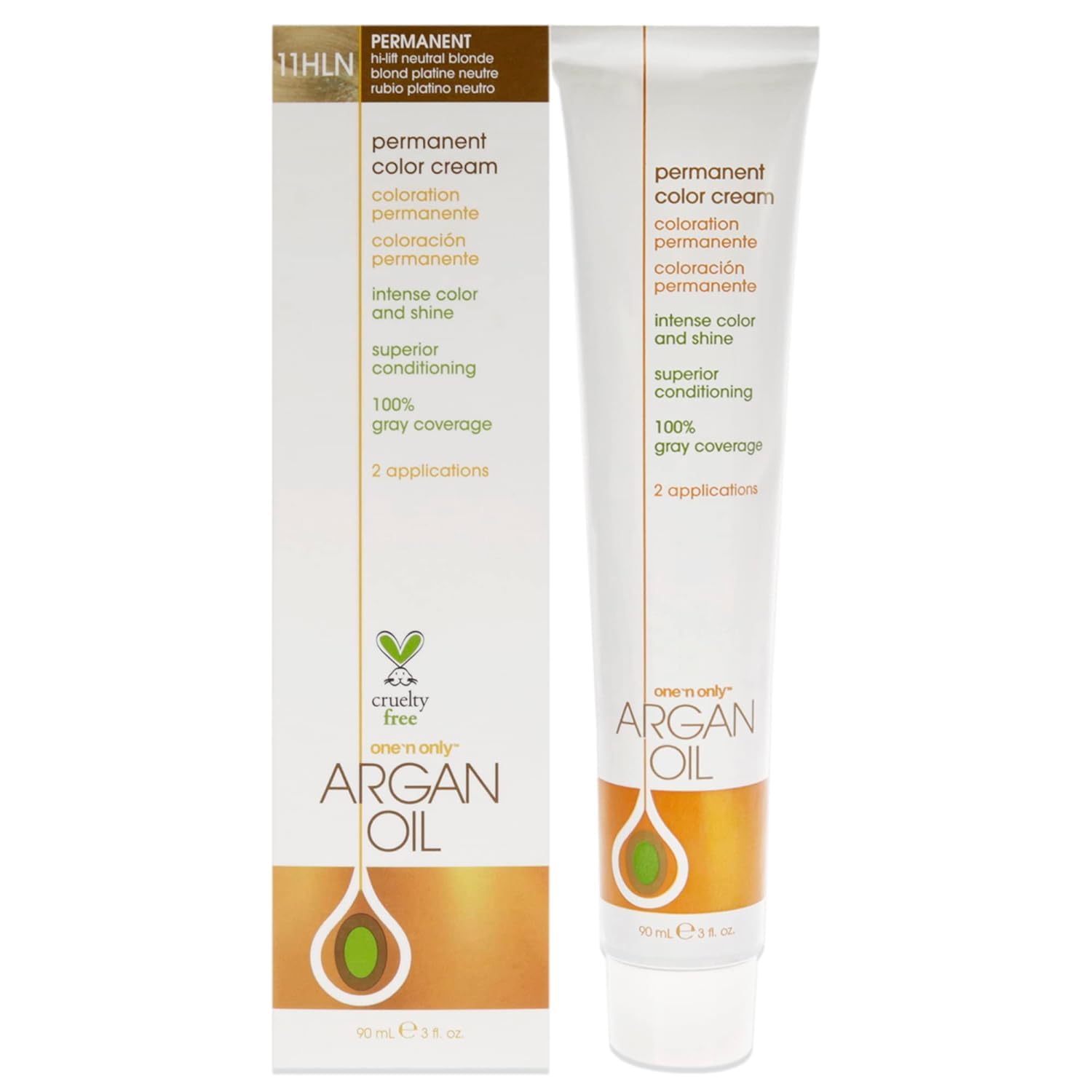 Argan Oil Permanent Color Cream - 11Hln Hi-Lift Neutral Blonde By One N Only For Unisex - 3 Oz Hair Color