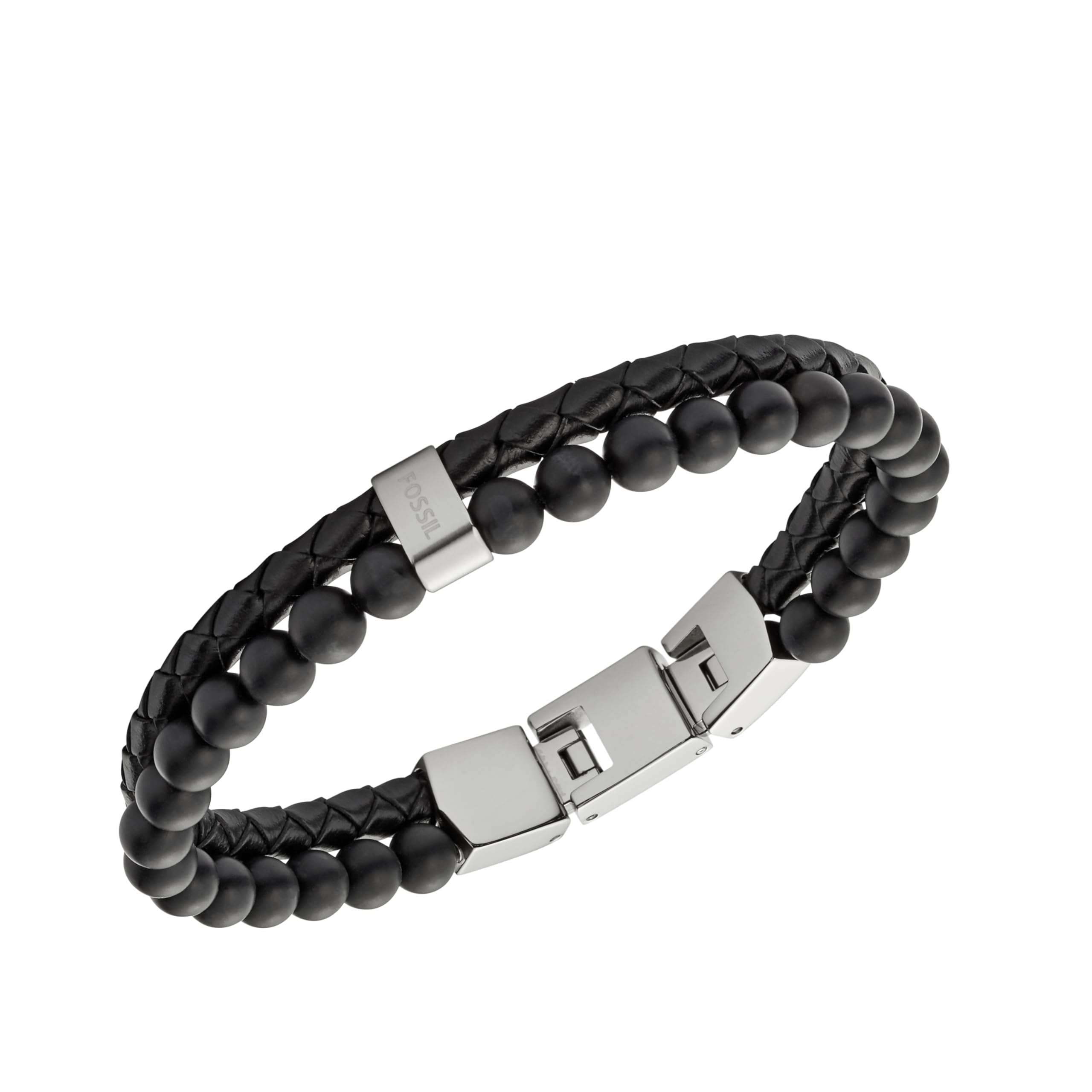 Fossil Men's Beaded Bracelet, Color: Smoke (Model: JF03008793)
