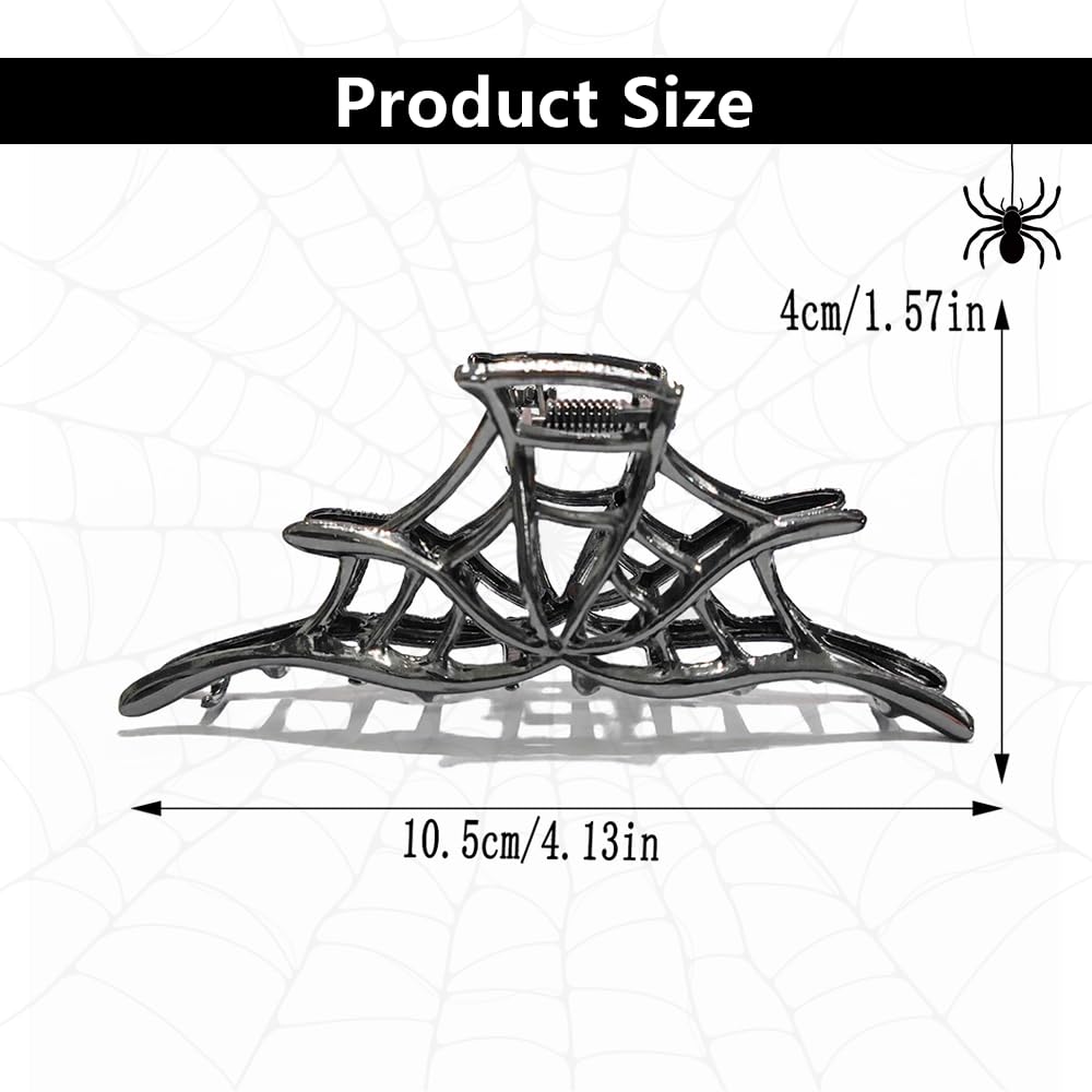 Aiupuoc Metal Black Spider Web Hair Clip For Women, 1Pcs, Medium, Halloween Themed, Metal Material, Hair Clip, Hair Accessory, P