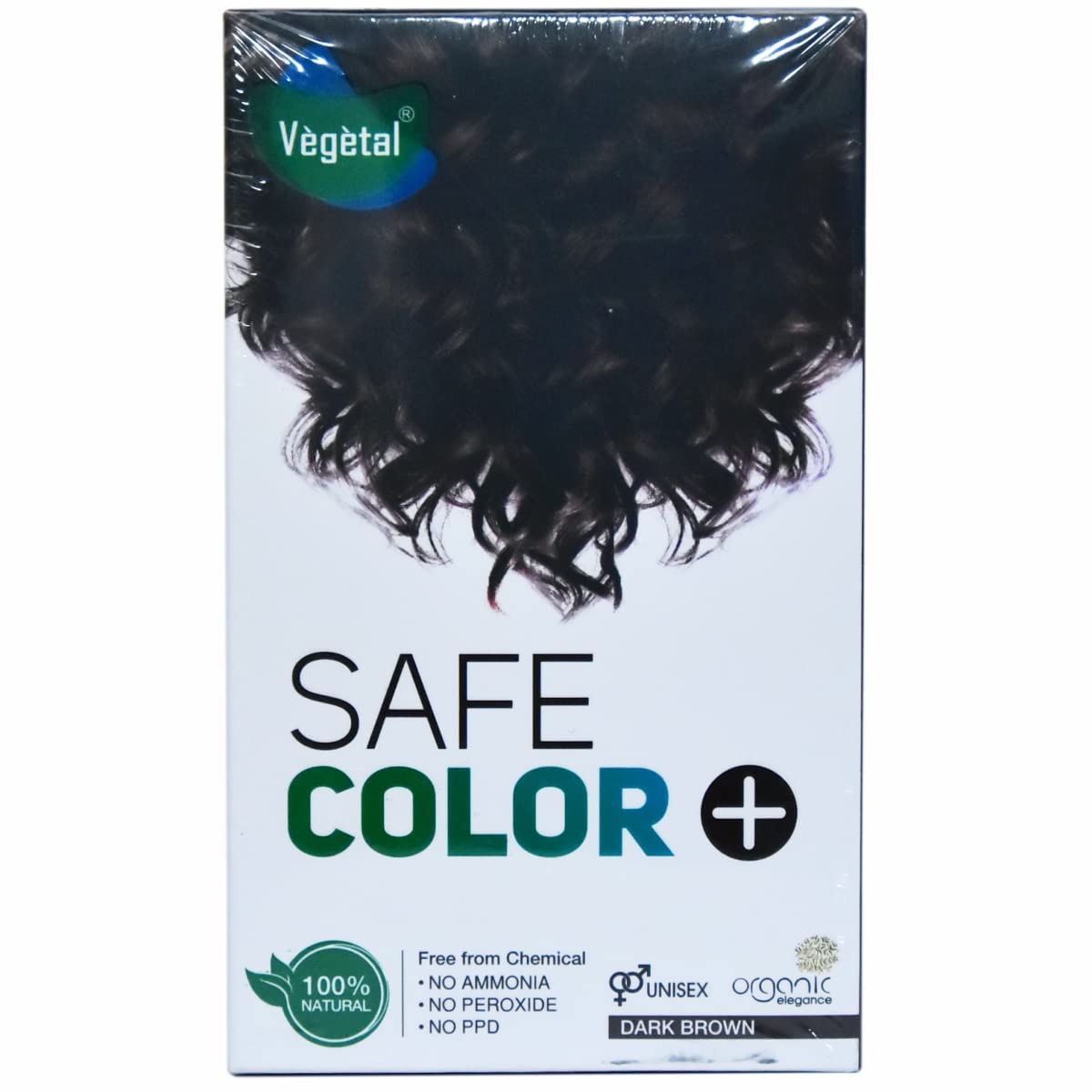 Vegetal Safe Hair Color - Dark Brown 50gm Certified Organic Chemical and Allergy Free Bio Natural Hair Color with No Ammonia For