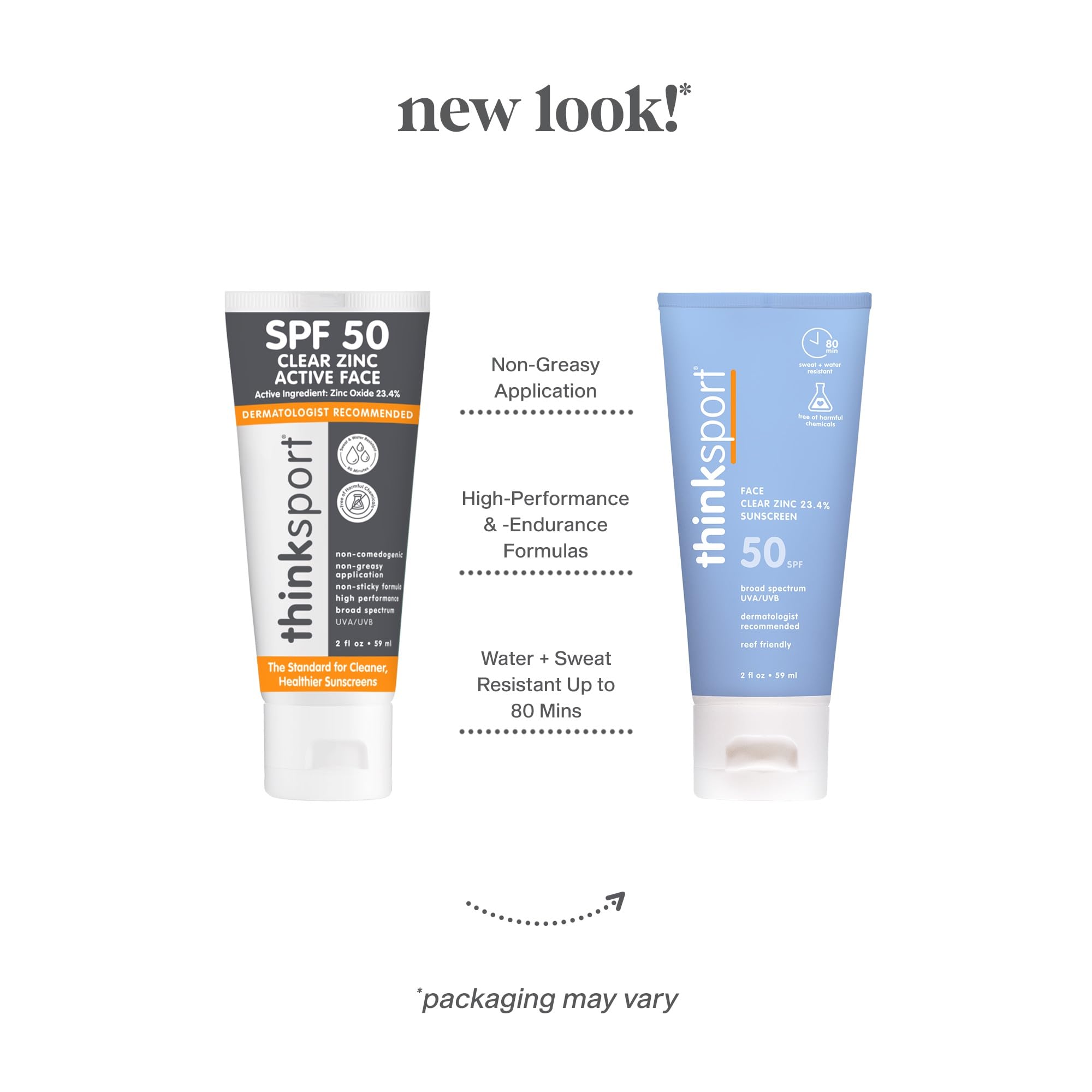 Thinksport Mineral Sunscreen, SPF 50 Clear Zinc Oxide Sunscreen, 2 Fl Oz, Water Resistant, Reef Safe, Broad Spectrum UVA/UVB Sun