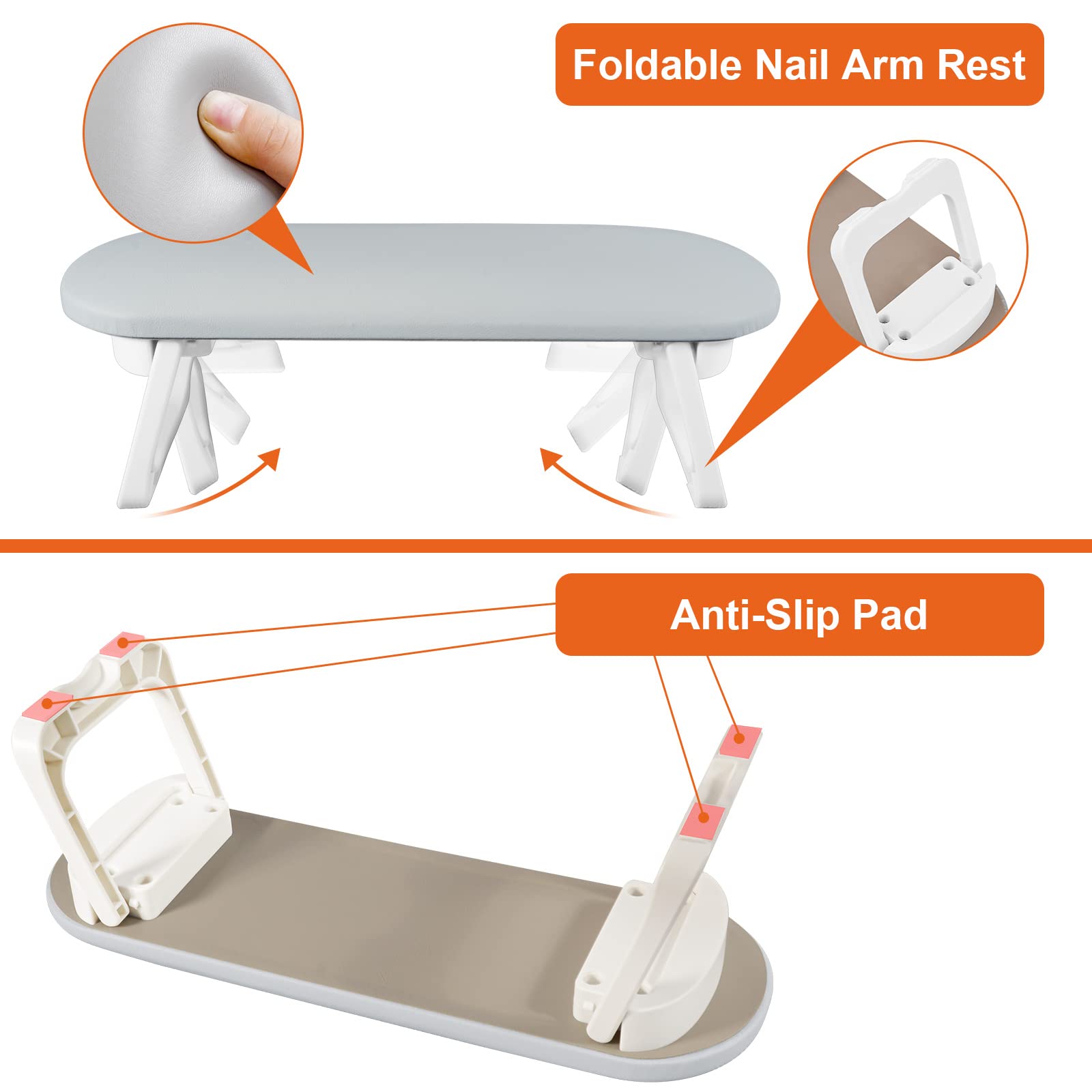 Diesisa Nail Arm Rest, Foldable Pu Leather Nail Hand Rest For Nails Tech With Table Mat, Soft Hand Rest For Acrylic Nails/Nail H