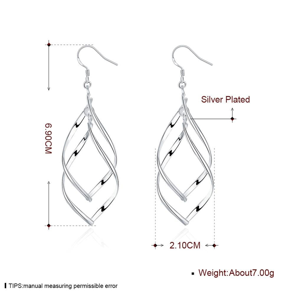 Sterling Silver Earrings dangle Hoops Elegant rotating Earring for Womens (Silver)