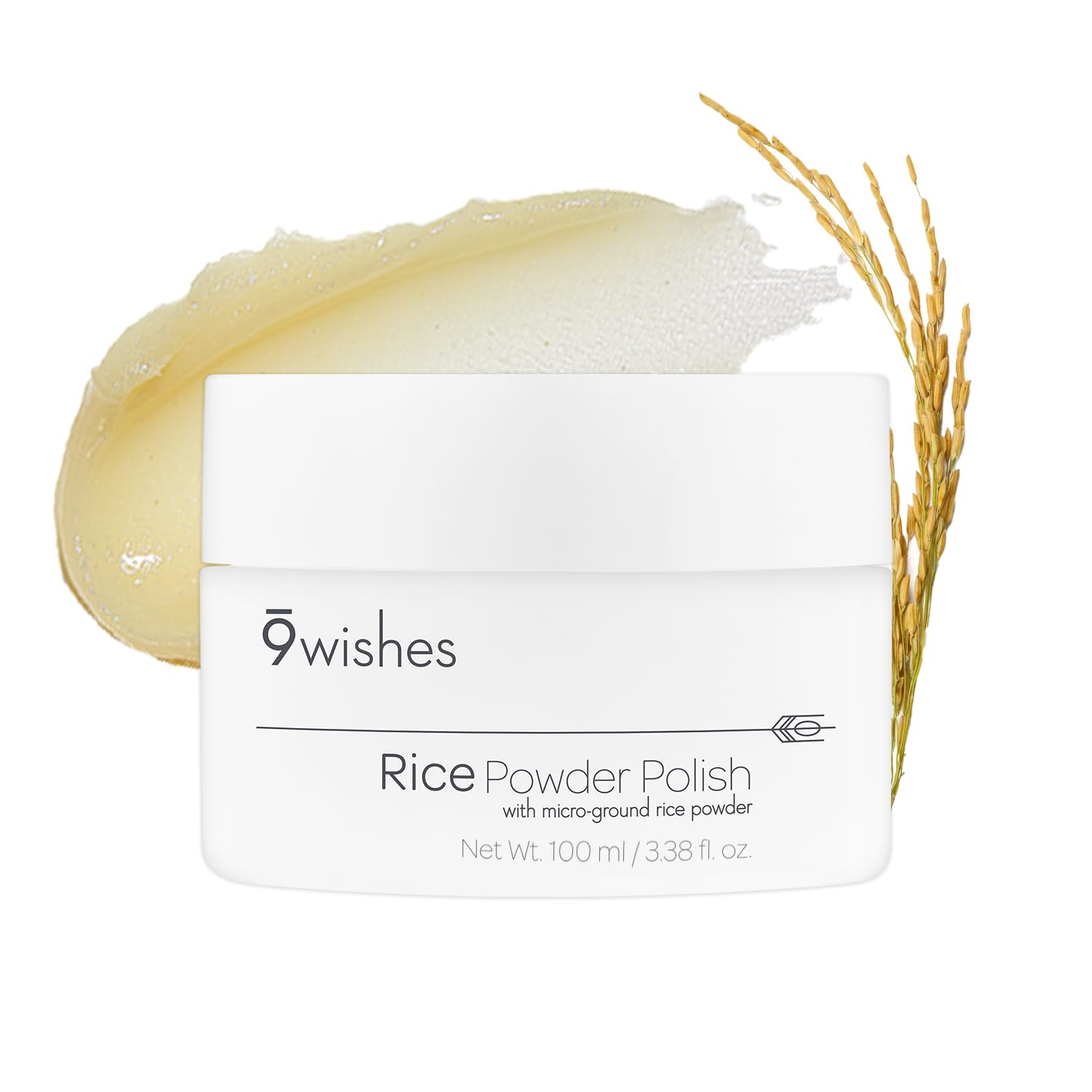 9wishes Rice Powder Polish - Gentle Exfoliating Face and Body Scrub with Korean Rice, Facial Polish Removes Dead Skin and Blackh