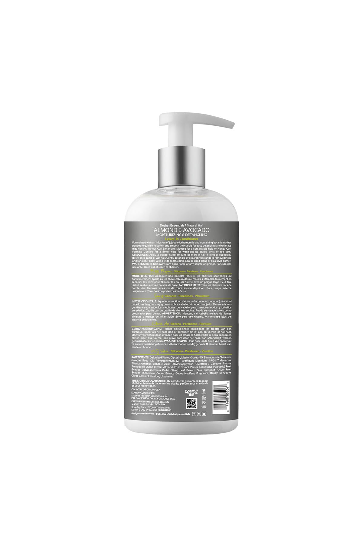 Design Essentials Natural Almond & Avocado, Moisturizing & Detangling Leave-In Conditioner, 34 Ounce