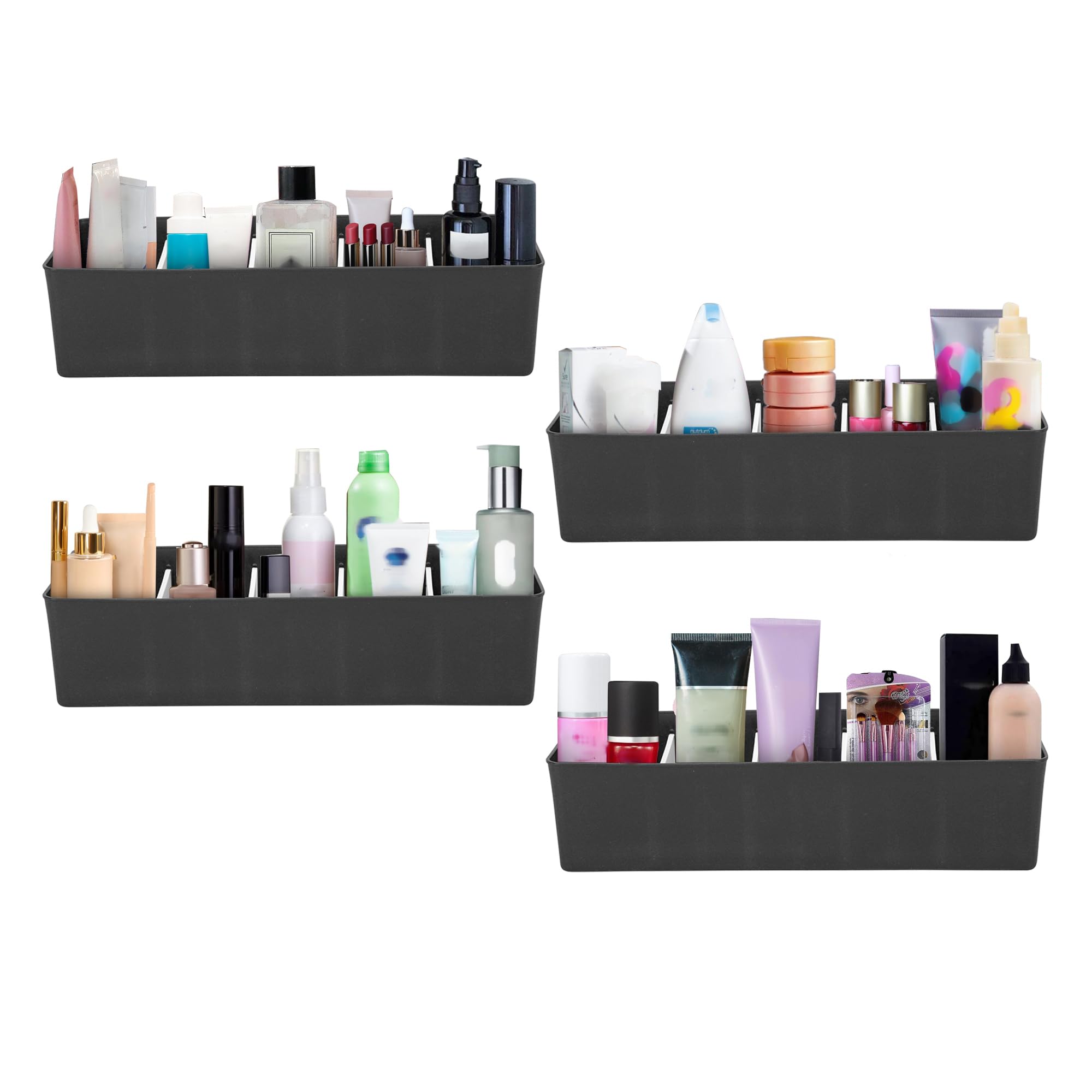Velavie Makeup Storage Drawer Organiser, Set Of 4 (Black)