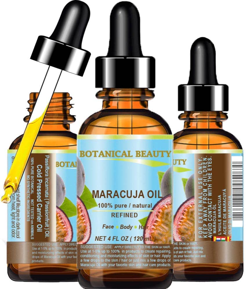 Botanical Beauty MARACUJA OIL 100% Pure Natural Cold Pressed Undiluted for Face, Skin, Hair, Body, Lip, Nails 4 Fl.oz.- 120 ml R