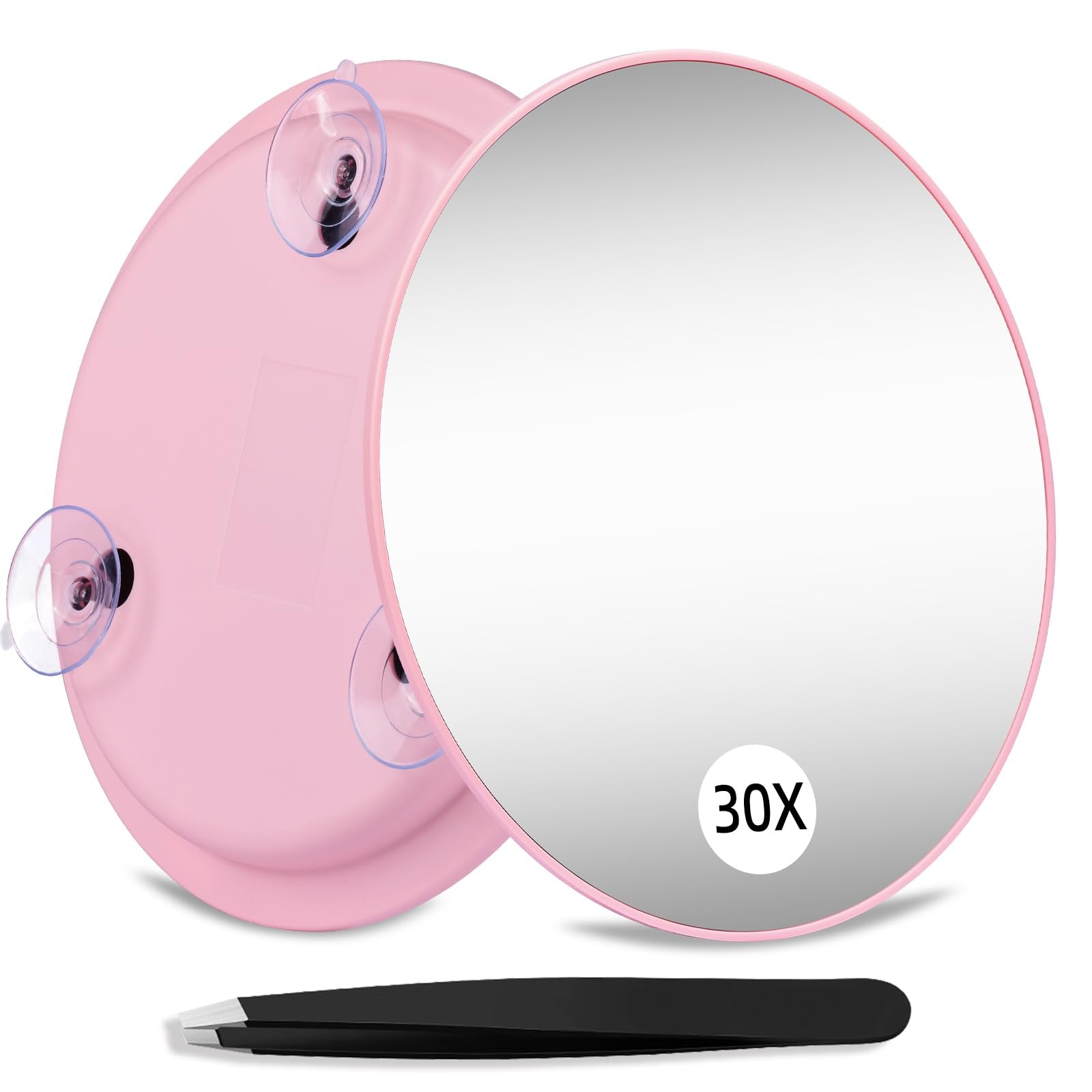 Suupvaor 30X Magnifying Mirror with 3 Suction Cups, Large 6inch Magnified 30X Travel Round Makeup Mirror with High Magnification