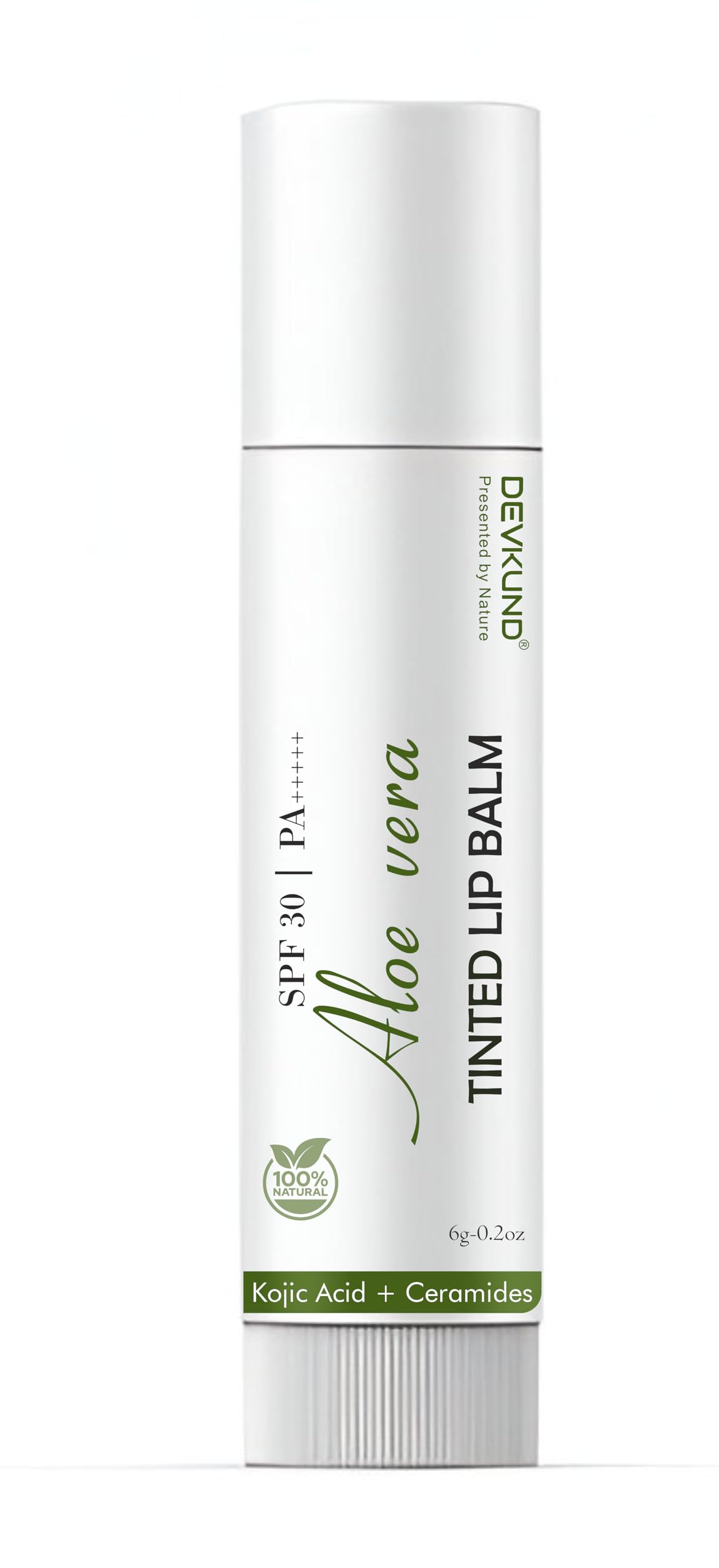 Devkund Presented By Nature Aloe Vera Lip Balm With Kojic Acid & Ceramide | Tinted Lip Balm Spf 30 Pa+++ | Moisturizing, Brighte