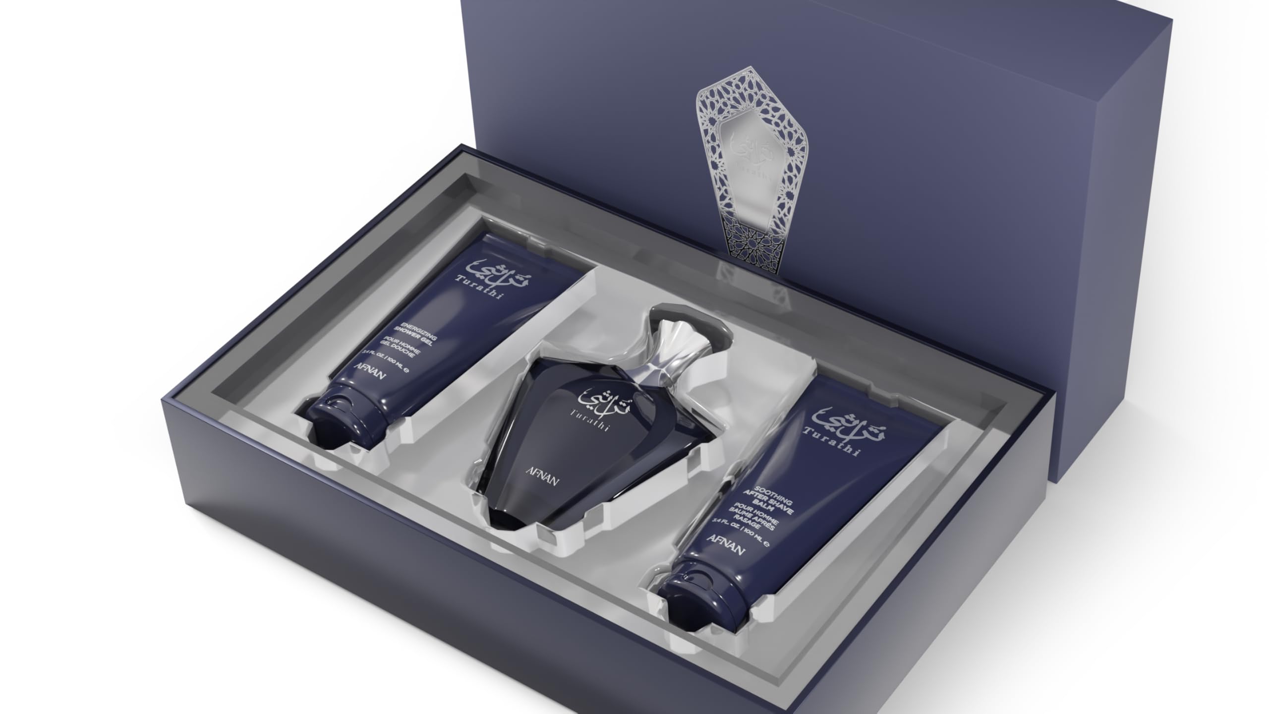 Afnan Turathi Homme Blue Gift Set - Eau De Parfum 100Ml + Shower Gel 100Ml + After Shave 100Ml - Luxurious Perfume Gift Set For