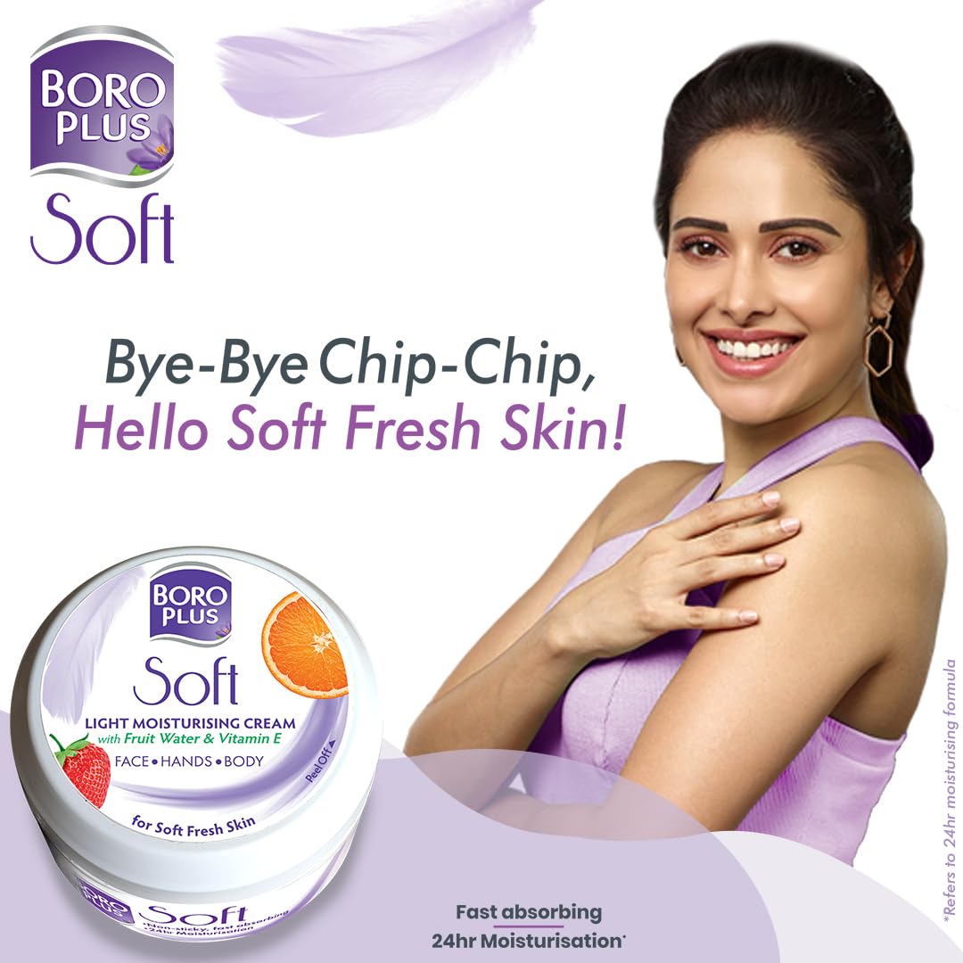 BOROPLUS Light Moisturizing Cream with Vitamin E | Lightweight Moisturizer for Face, Hands & Body | Soothes, Nourishes & Softens