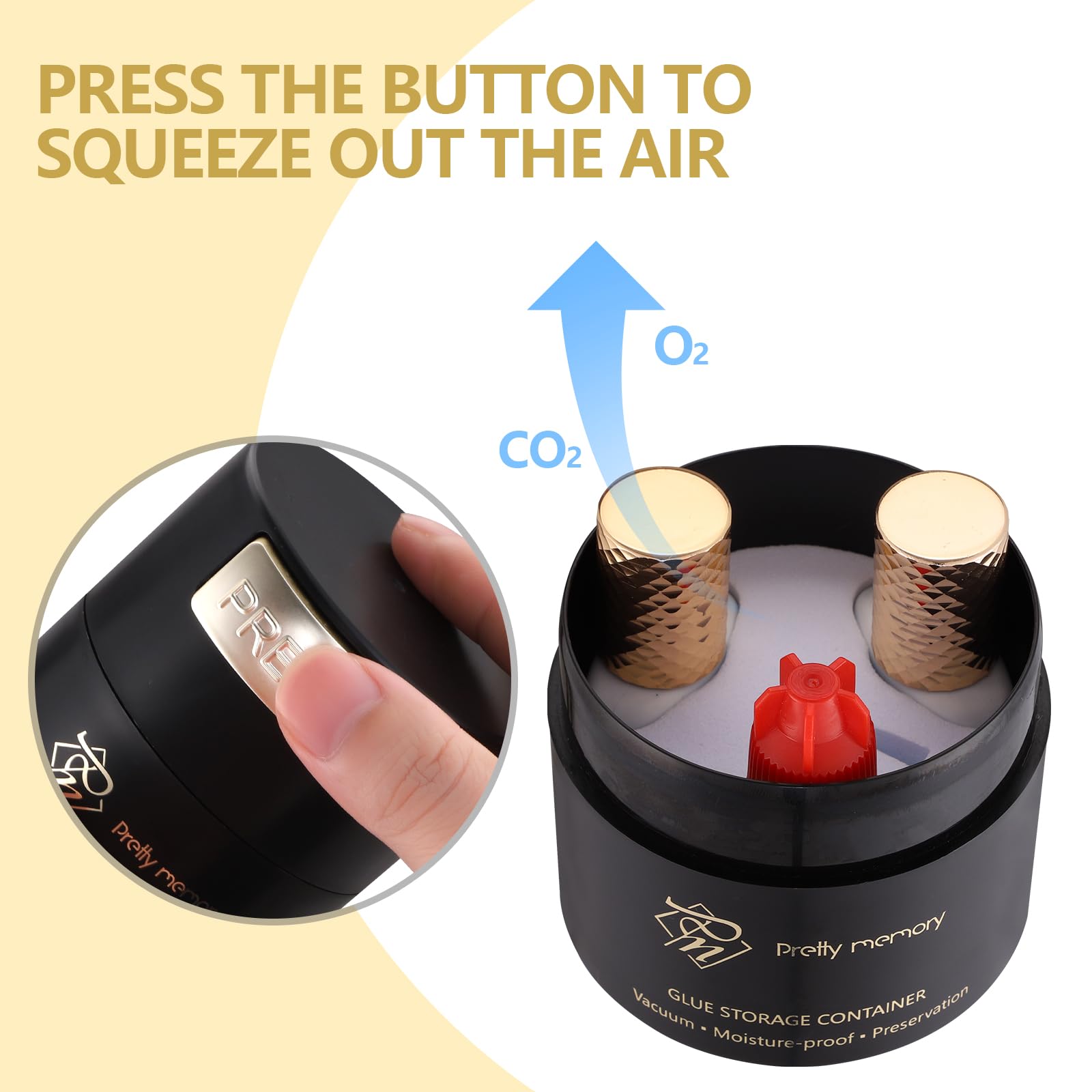 Pretty Memory Lash Glue Container Eyelash Extension Glue Storage Airtight Adhesive Holder Sealed Leak-Proof Lash Tech Supplies,