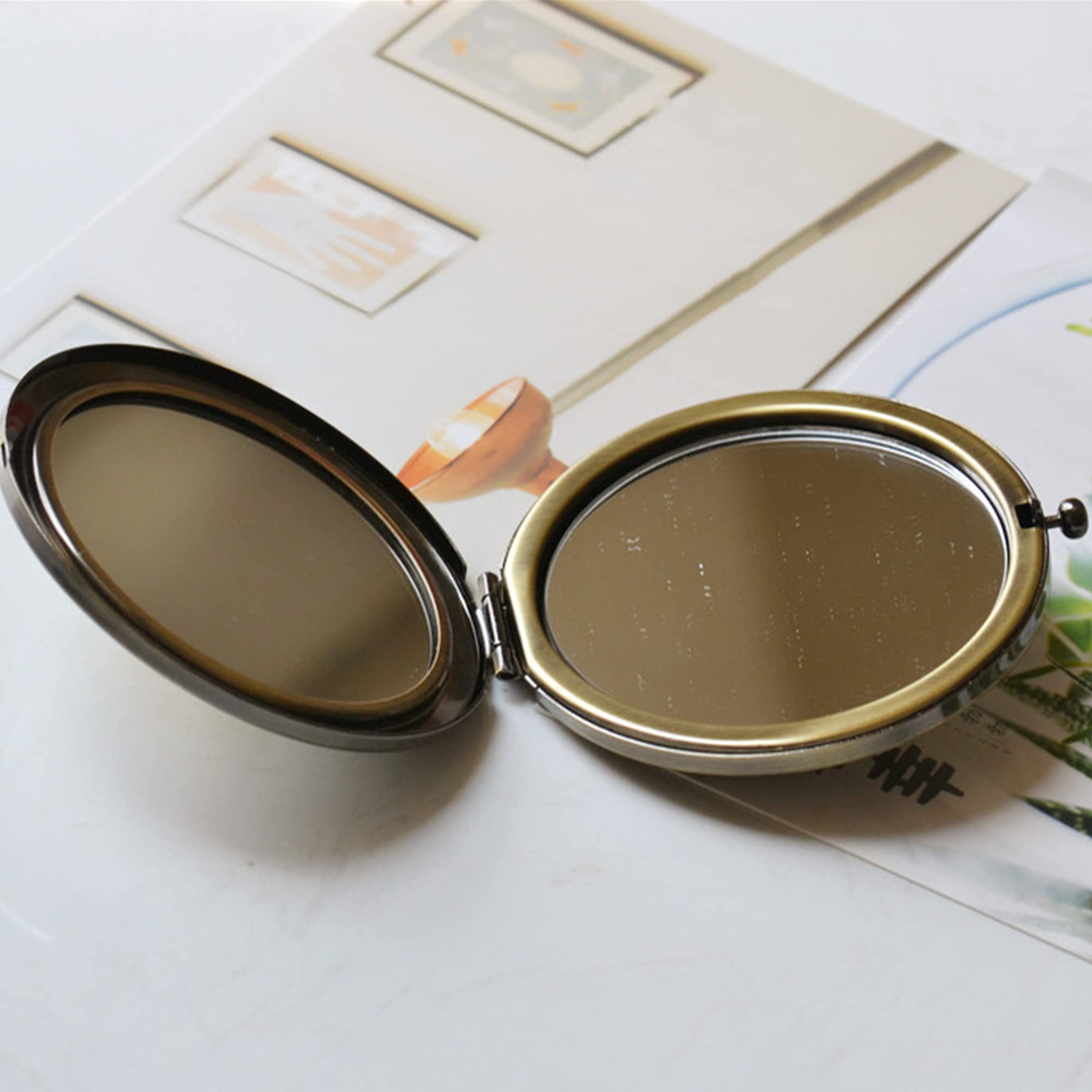 Roseward High End Sunflower Compact Mirror For Purses Hand Painted 1 X /2 X Magnifying Copper Round Hand Mirror Unique Gifts For