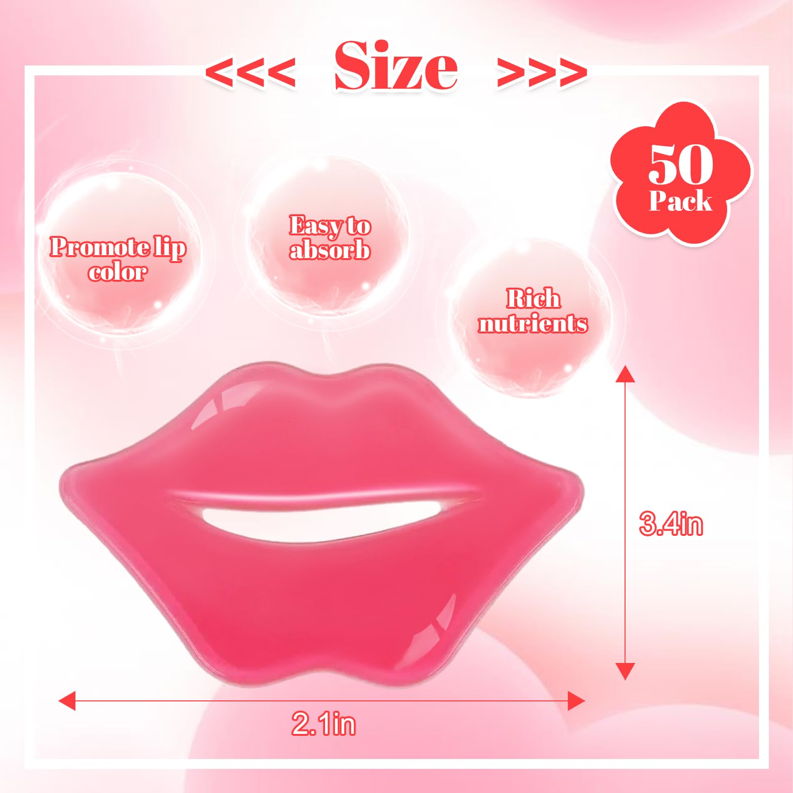Cacaso 50 Pcs Collagen Crystal Lip Masks,Lip Mask Sheet,Moisturizing Lip Mask,Lip Sheet Mask,Pink Lip Care Pads Mask For Dry Lip