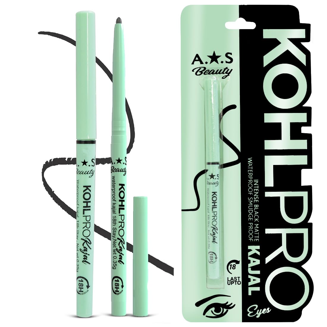 Adbeni Kohl Pro Kajal, Intense Black Eyeliner | Matte Finish, Waterproof & Smudgeproof | 18Hour Wear