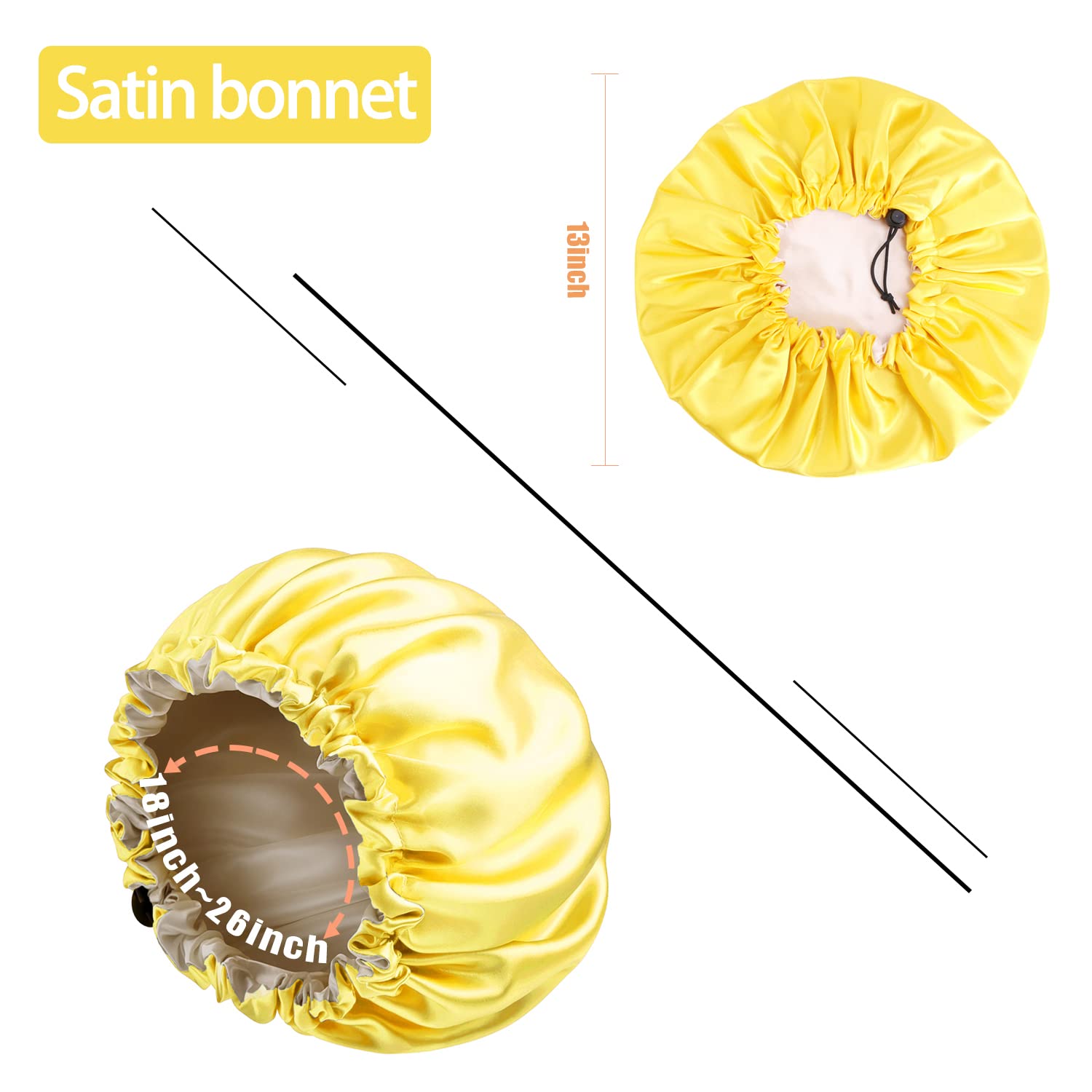 Satin Bonnet Silk Bonnet For Curly Hair Bonnet Braid Bonnet For Sleeping Bonnets For Women Large Double-Layer Adjustable