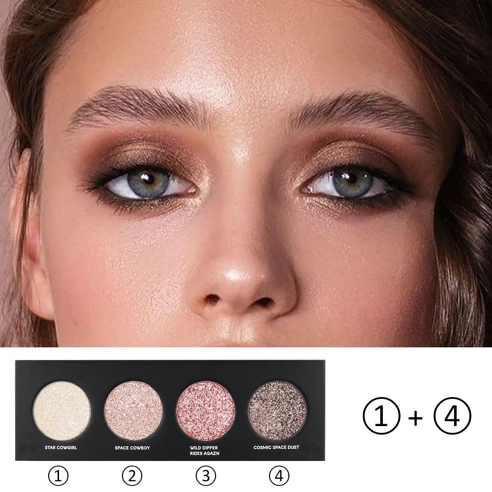 4 Colors Highlight Pink-Purple Eyeshadow Palette, Shany Cosmetics Shimmer Palette, Cruelty-Free And Vegan Formula, Glitter Eyesh