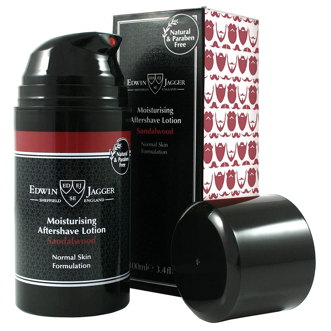 Edwin Jagger 99.9% Natural Moisturising Aftershave Lotion - Sandalwood, 3.4-Ounce