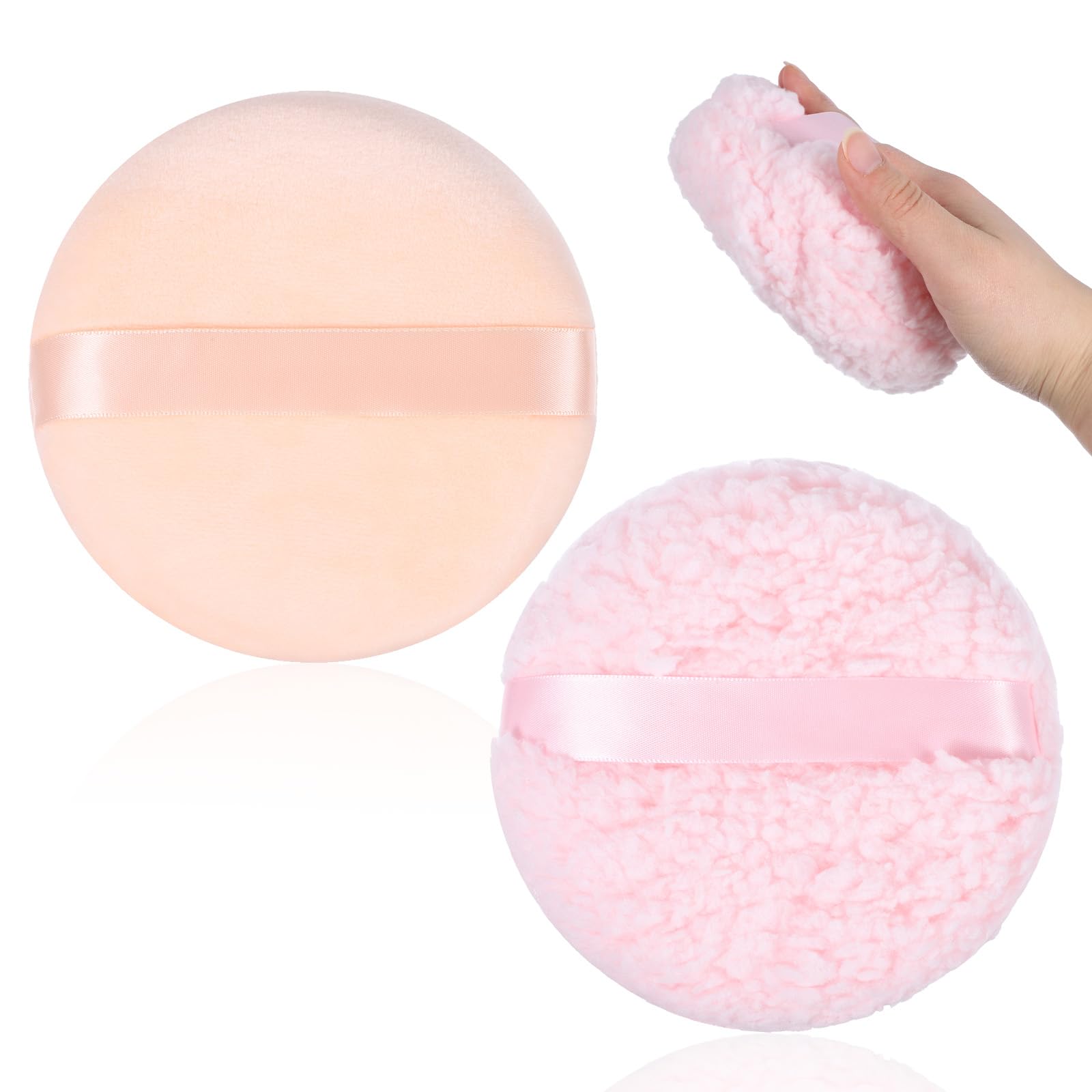 Yuomeaz 2Pcs Large Powder Sponge Puffs for Body, 5 Soft Powder Sponge Puff for Women, Washable Fluffy Makeup Sponges for Wet D