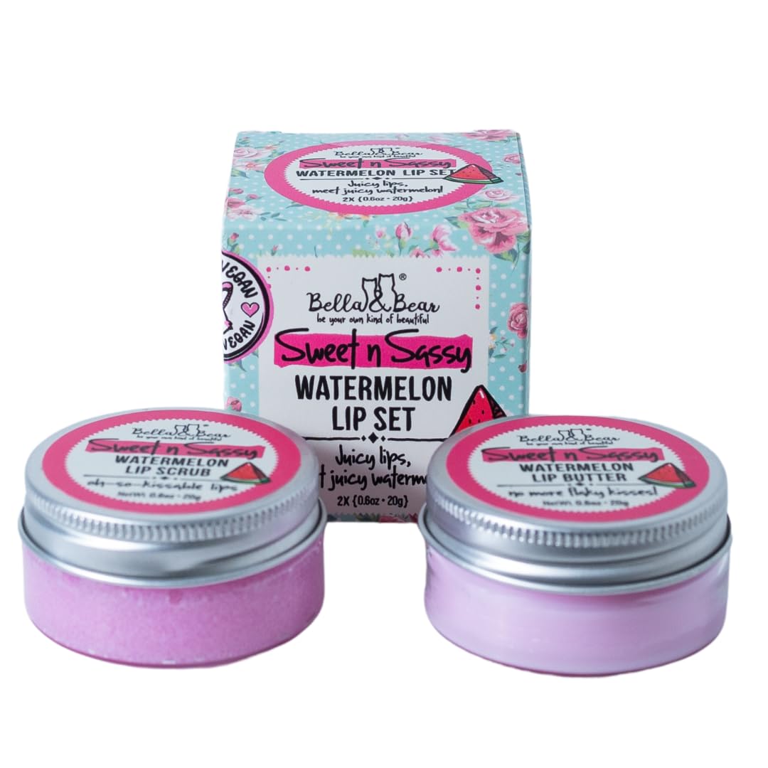 Sweet N Sassy Watermelon Lip Set, Juicy Scrub And Lip Butter - Gift For Women And Teens 2 X 0.6 Oz